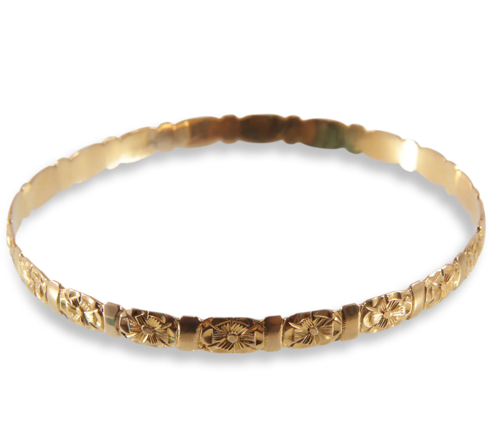 18K Yellow Gold Foliate Bangle (1 of 3)