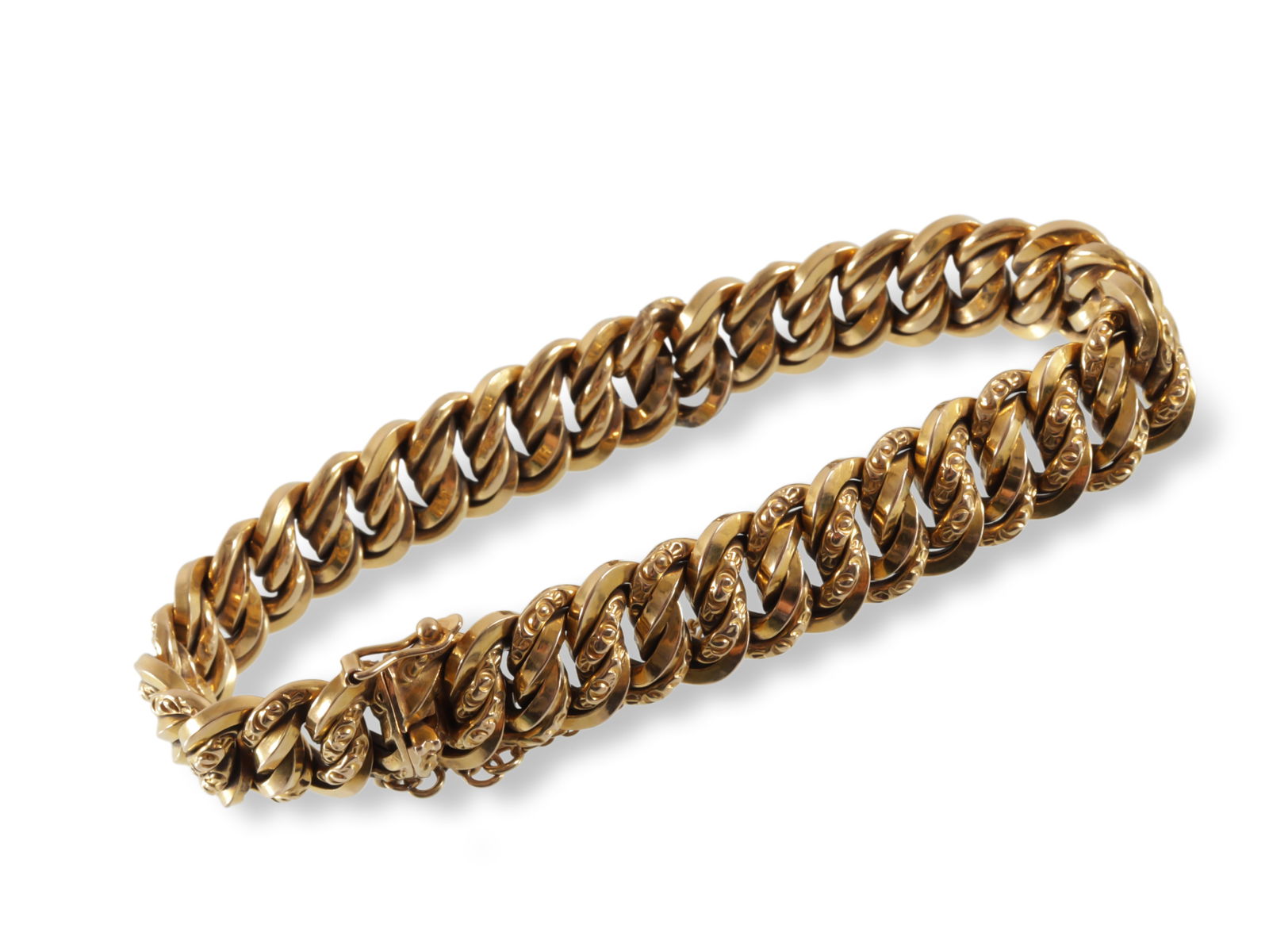 18K Yellow Gold Double Curb Link Bracelet (1 of 3)
