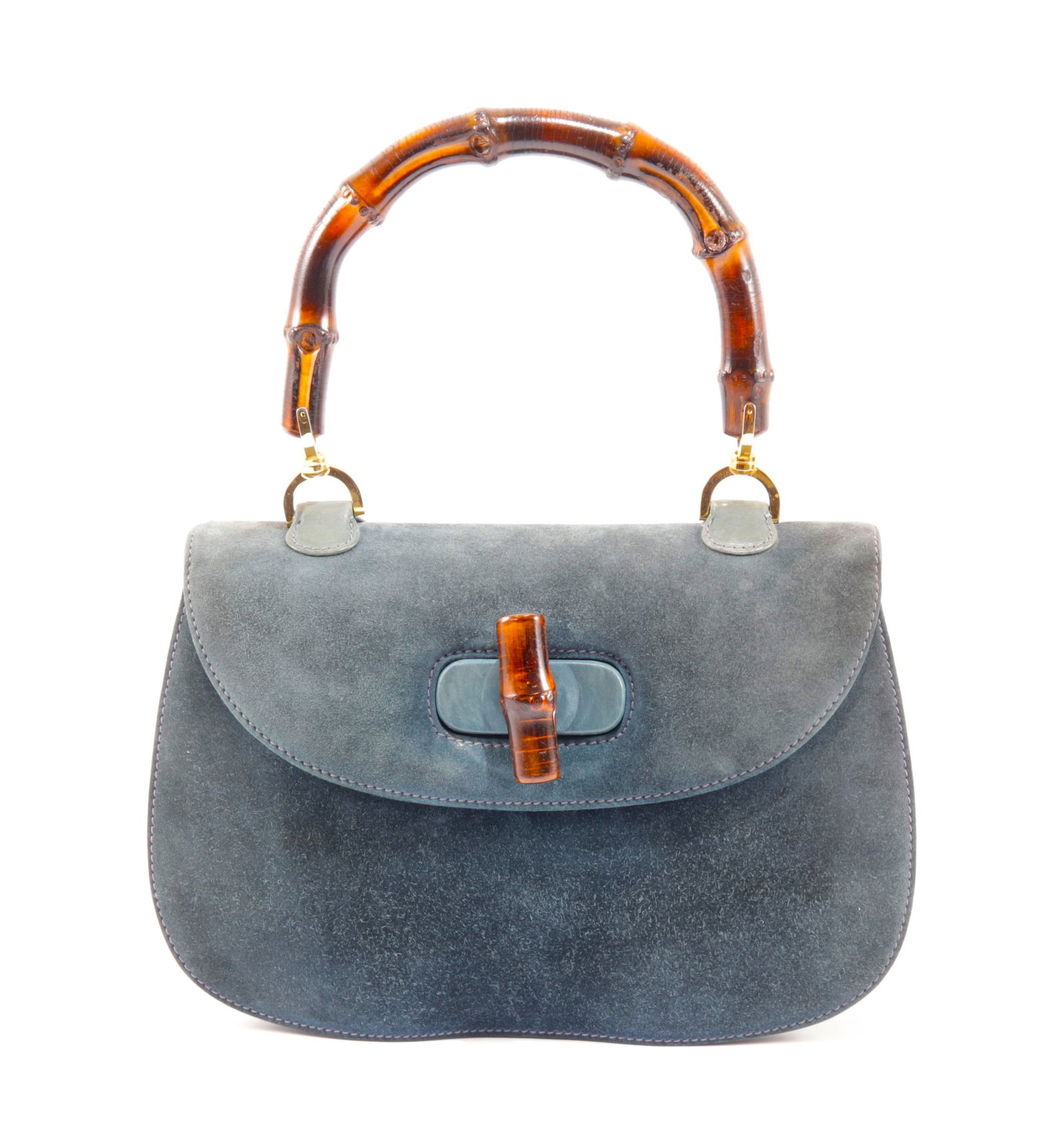 Gucci Green Suede Bamboo Handbag (1 of 7)