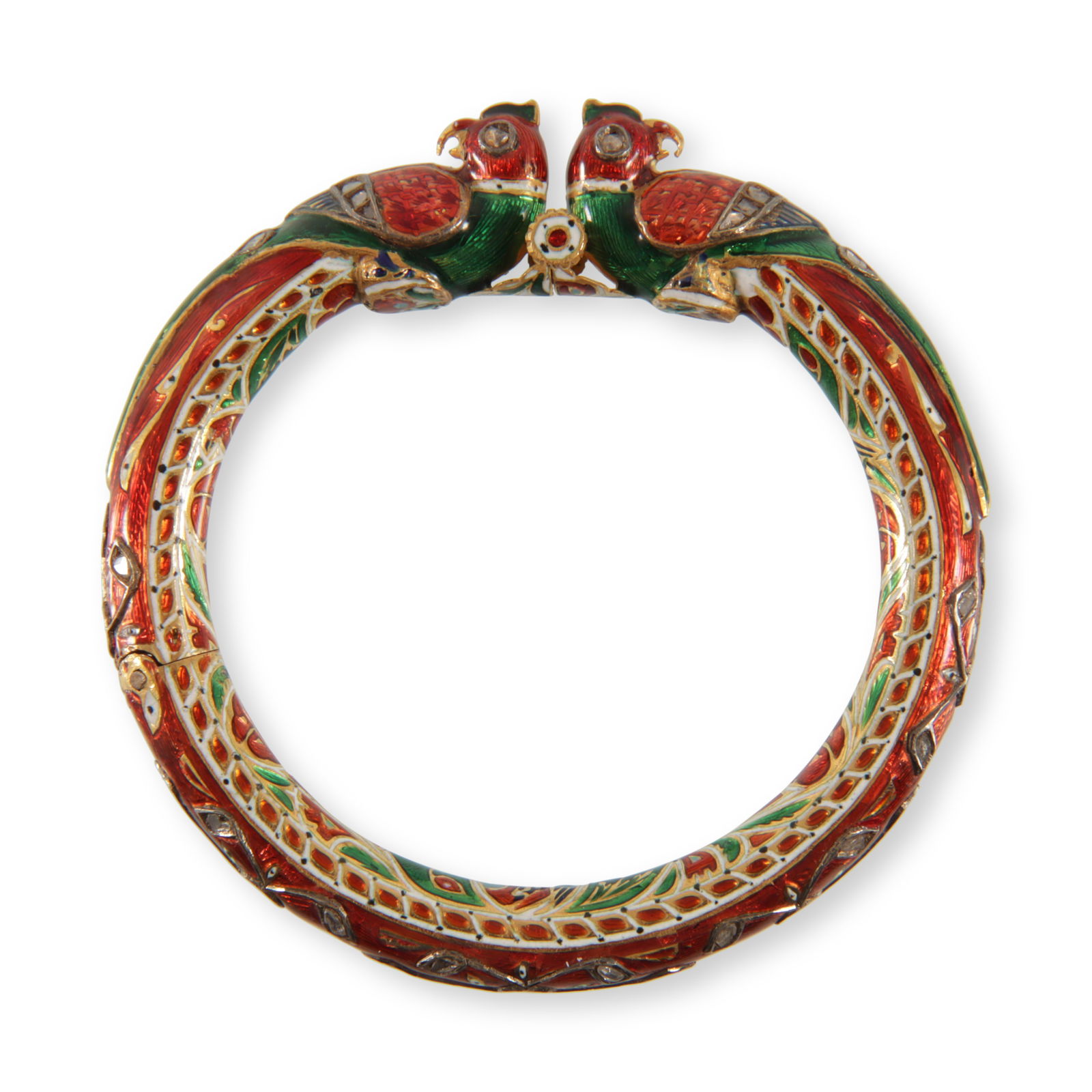 Jaipur Style 18K Enameled Bird Bangle (1 of 4)