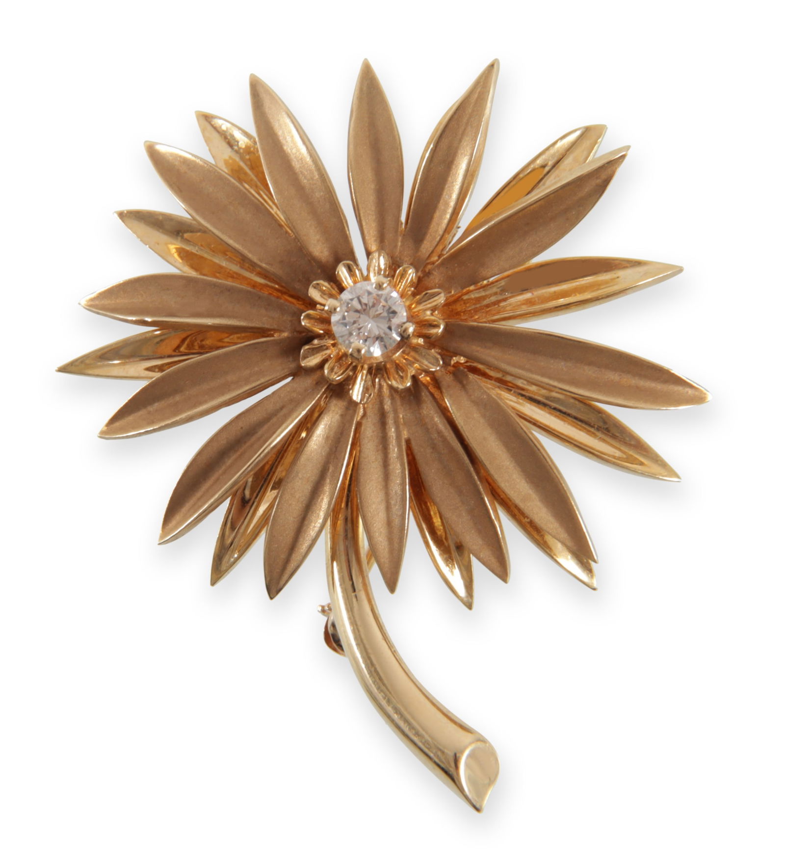 Diamond and 14K Gold Flower Brooch (1 of 3)