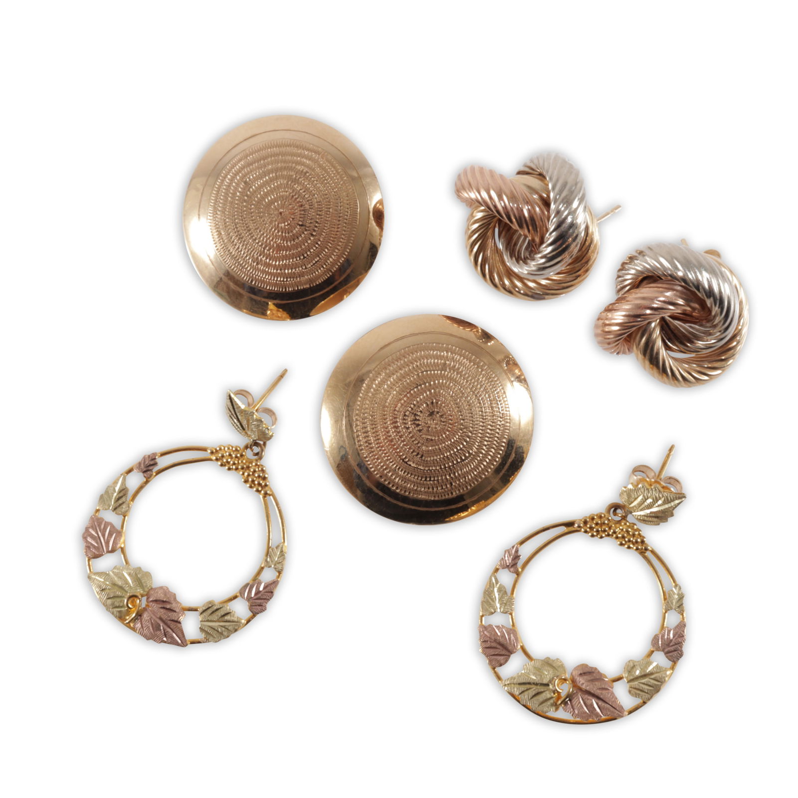 Three Pairs of 14K Gold Earrings (1 of 3)