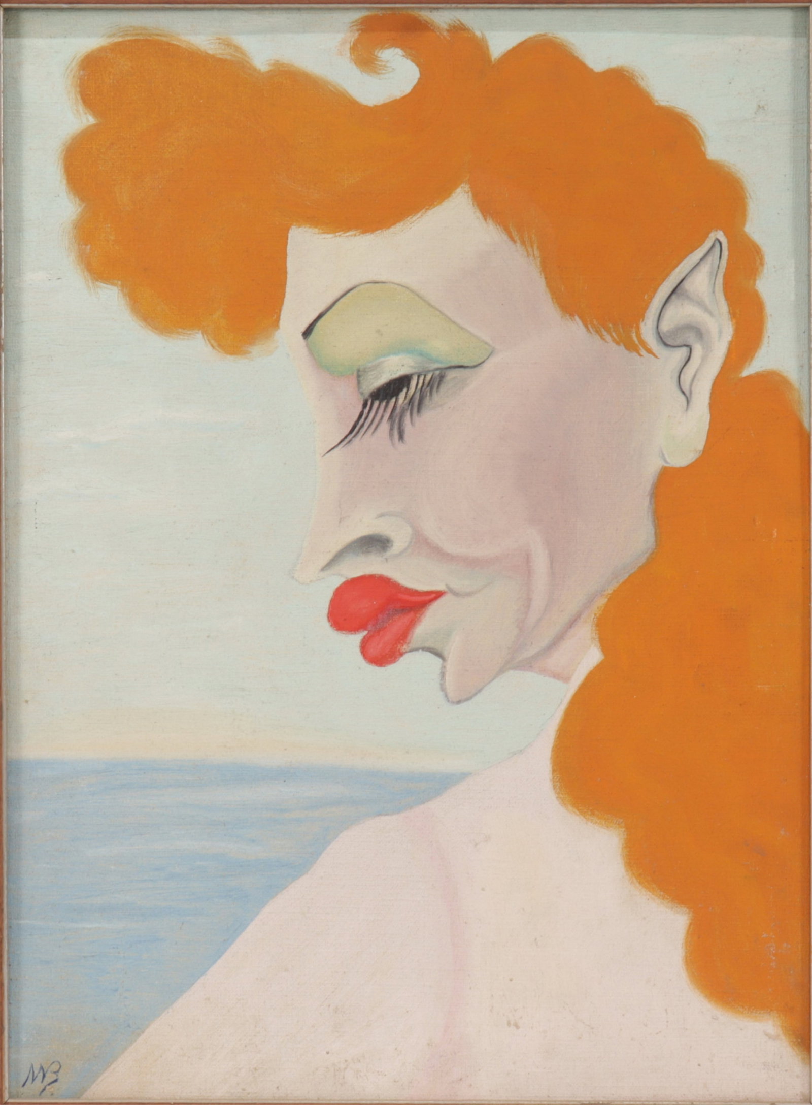Nelson Brinkerhoff - Portrait Bust: Nelson Brinkerhoff, "Portrait Bust", Oil on Canvasboard, signed verso, initialed lower left Sight 15.5" H x 11.5" W, Framed 19" H x 14.75" W Property from the estate of Seymour Stein.