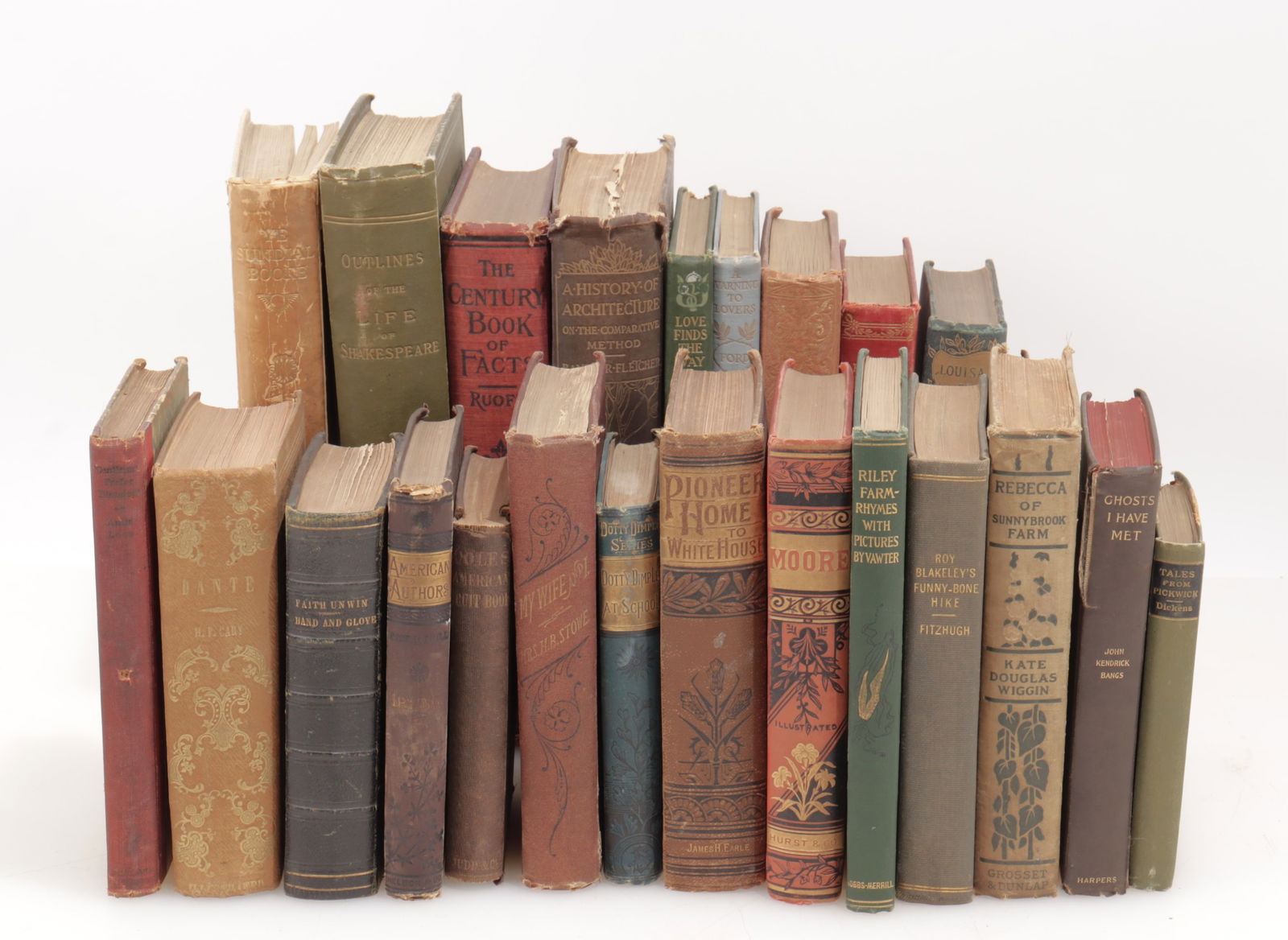 VINTAGE BOOK LOT POETRY SUNDIALS: Book lot from late 19thC to early 20thC. , to include:Ye Sundial Booke 1914, Gentlemen Prefer Blondes, 1925 Largest 8" x 11" Property from a Northwest Connecticut Estate.