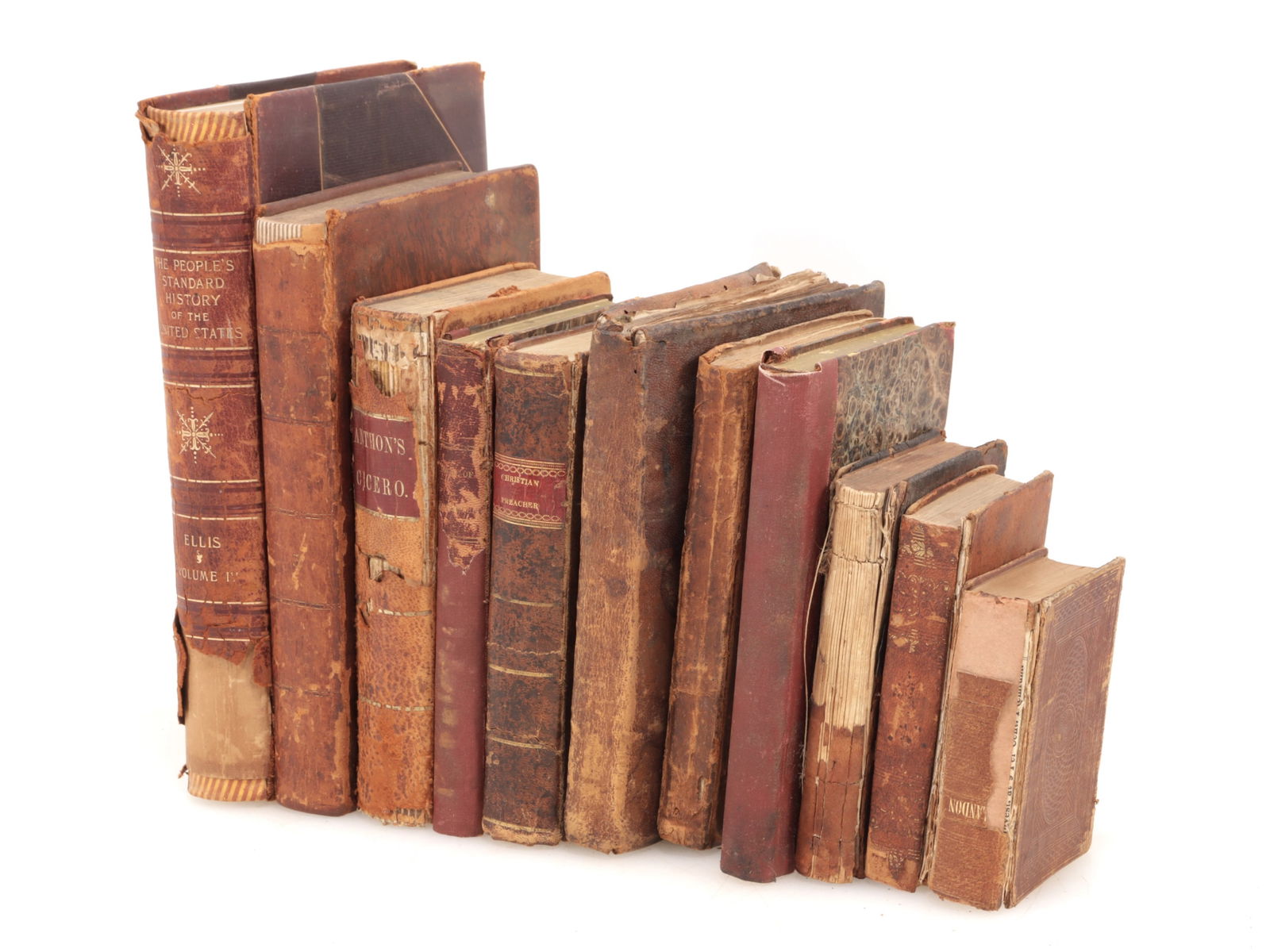 ANTIQUE LEATHER BOOK LOT (1 of 11)