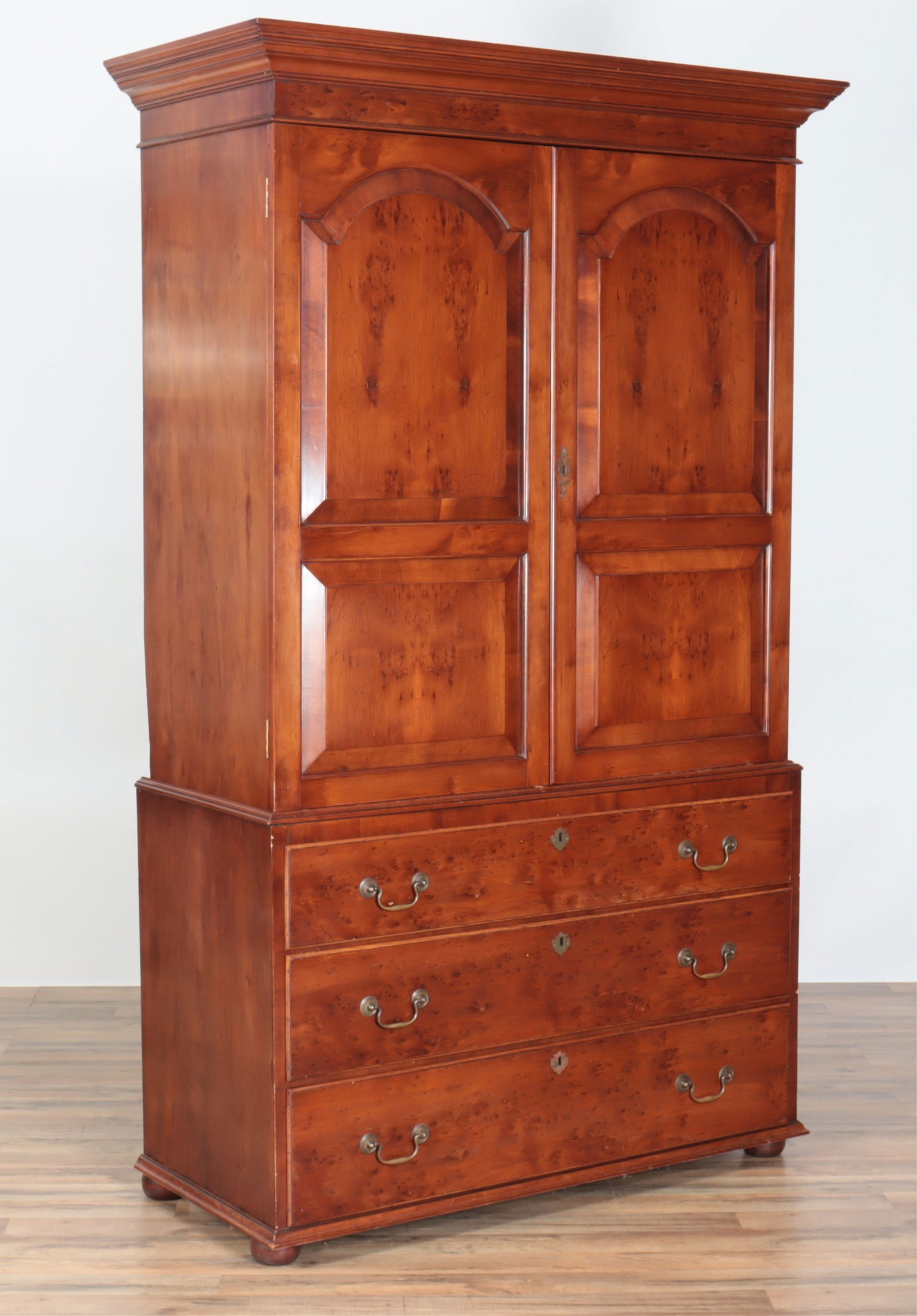 George III Style Cherry & Yew Wood Linen Press (1 of 10)