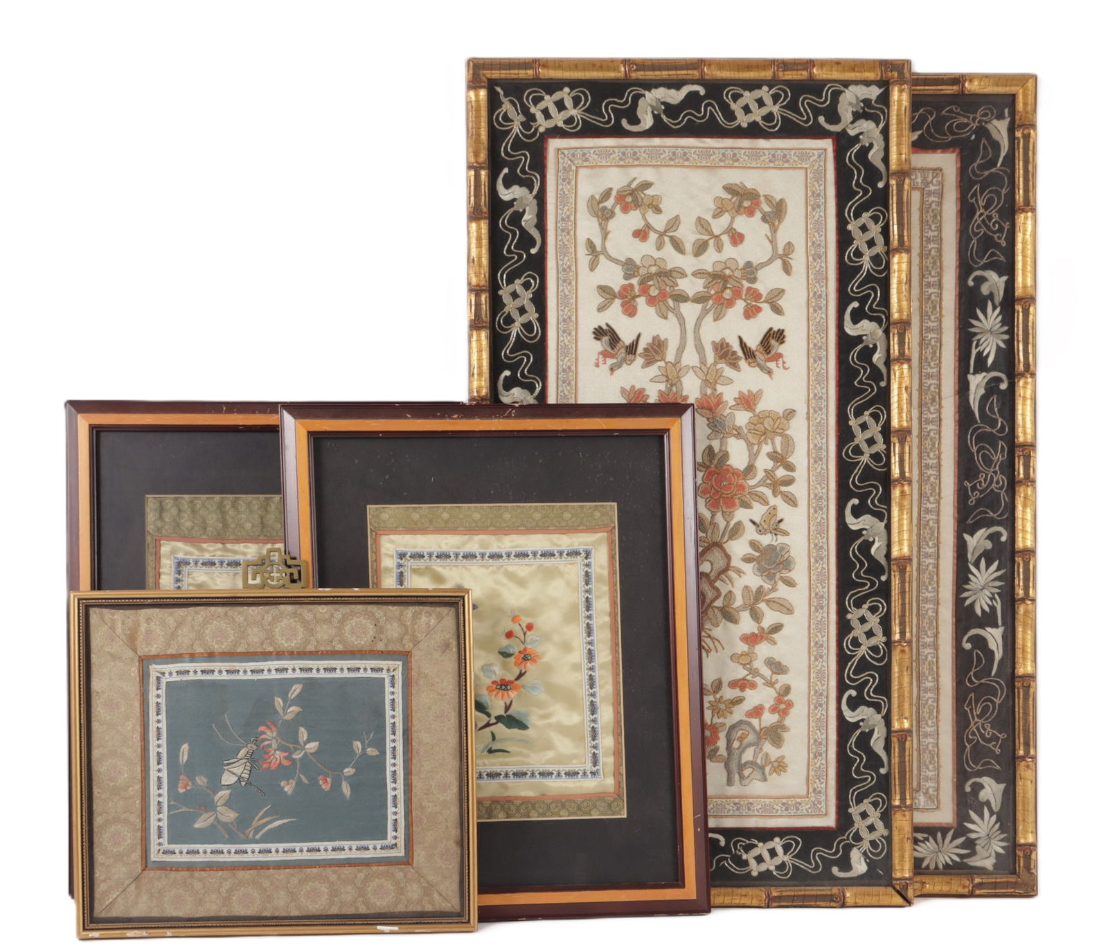 Chinese Foliate Embroidered Silk Panels (1 of 6)