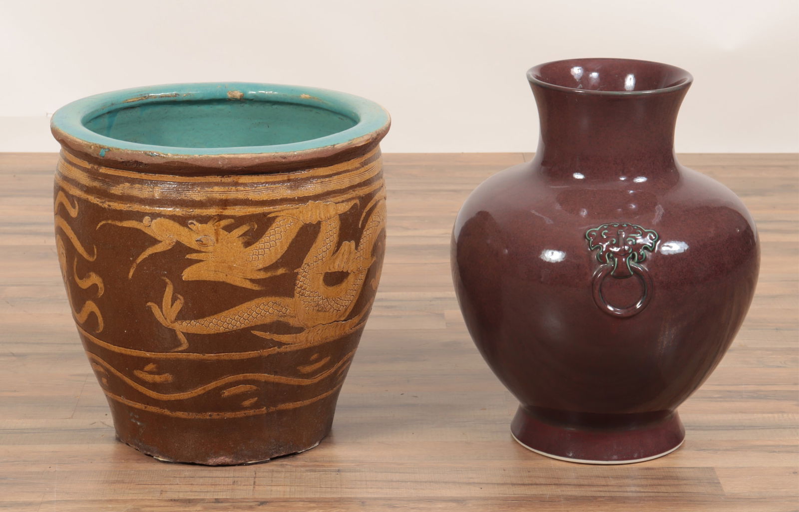 Chinese Oxblood Porcelain Vase & Jardiniere (1 of 5)