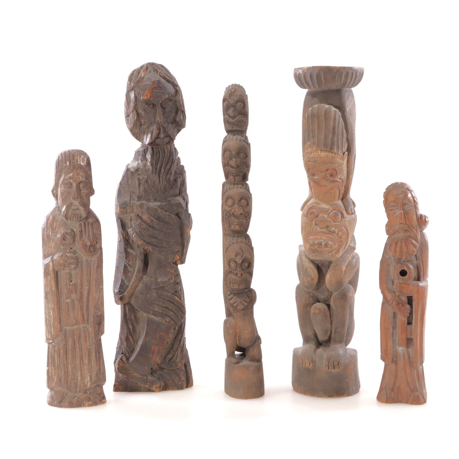 Five Carved Wood Religious, Ethnic/Tiki Figures (1 of 7)