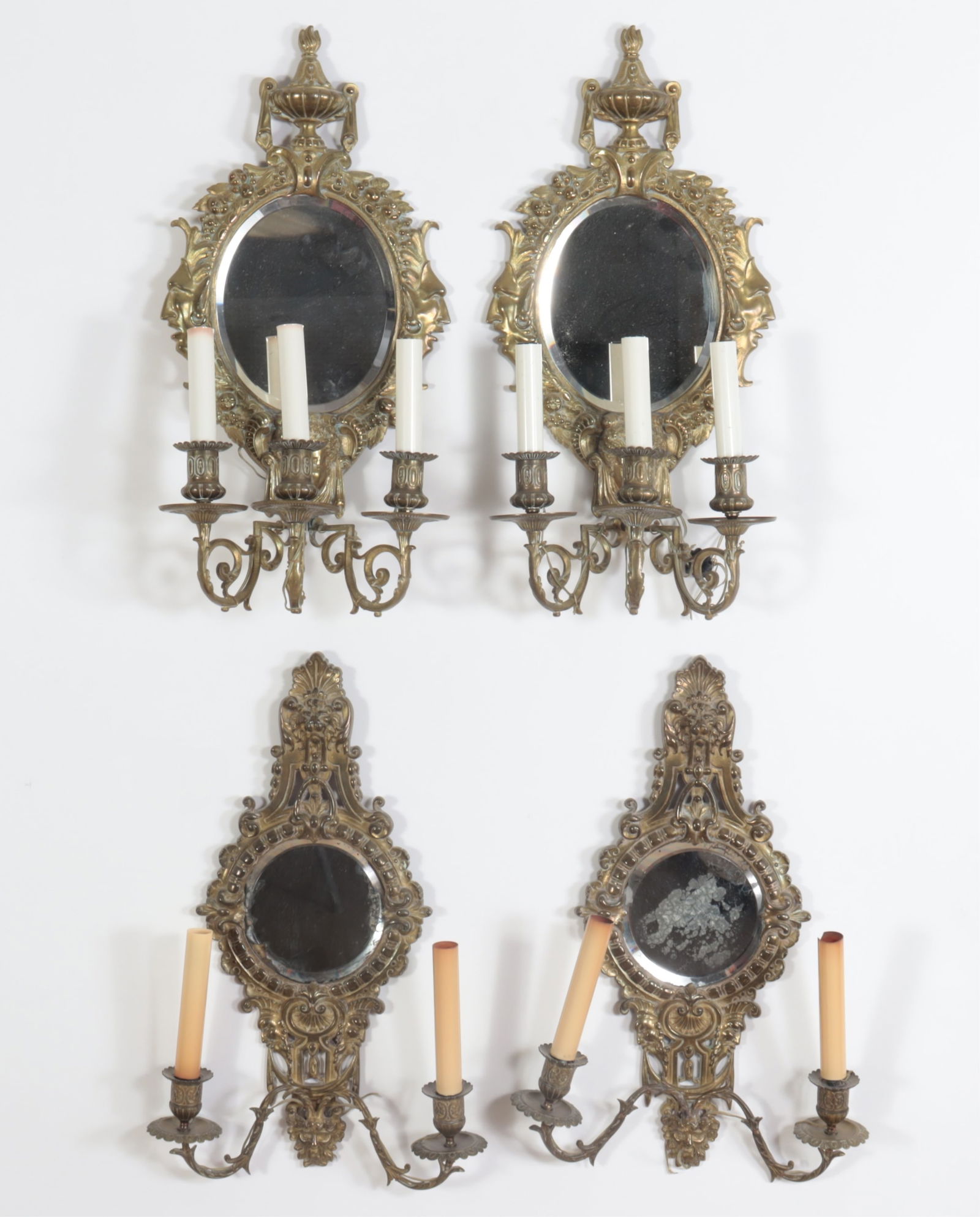 Late Victorian Brass Mirrored Sconces (1 of 7)