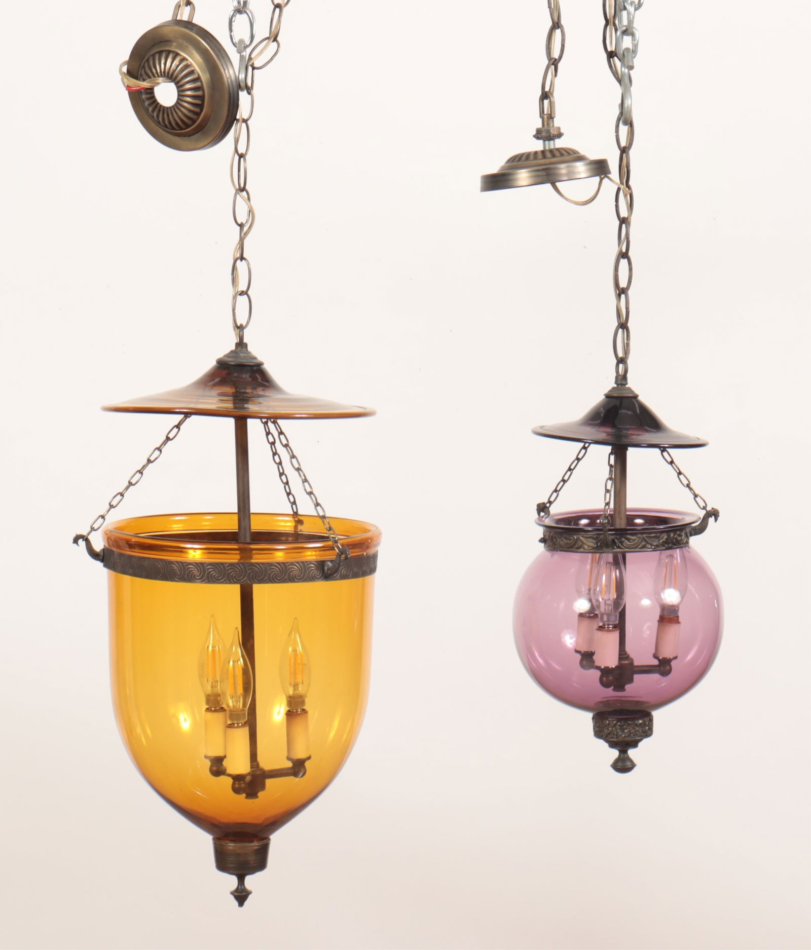 George III Style Colored Glass Hanging Lanterns (1 of 9)