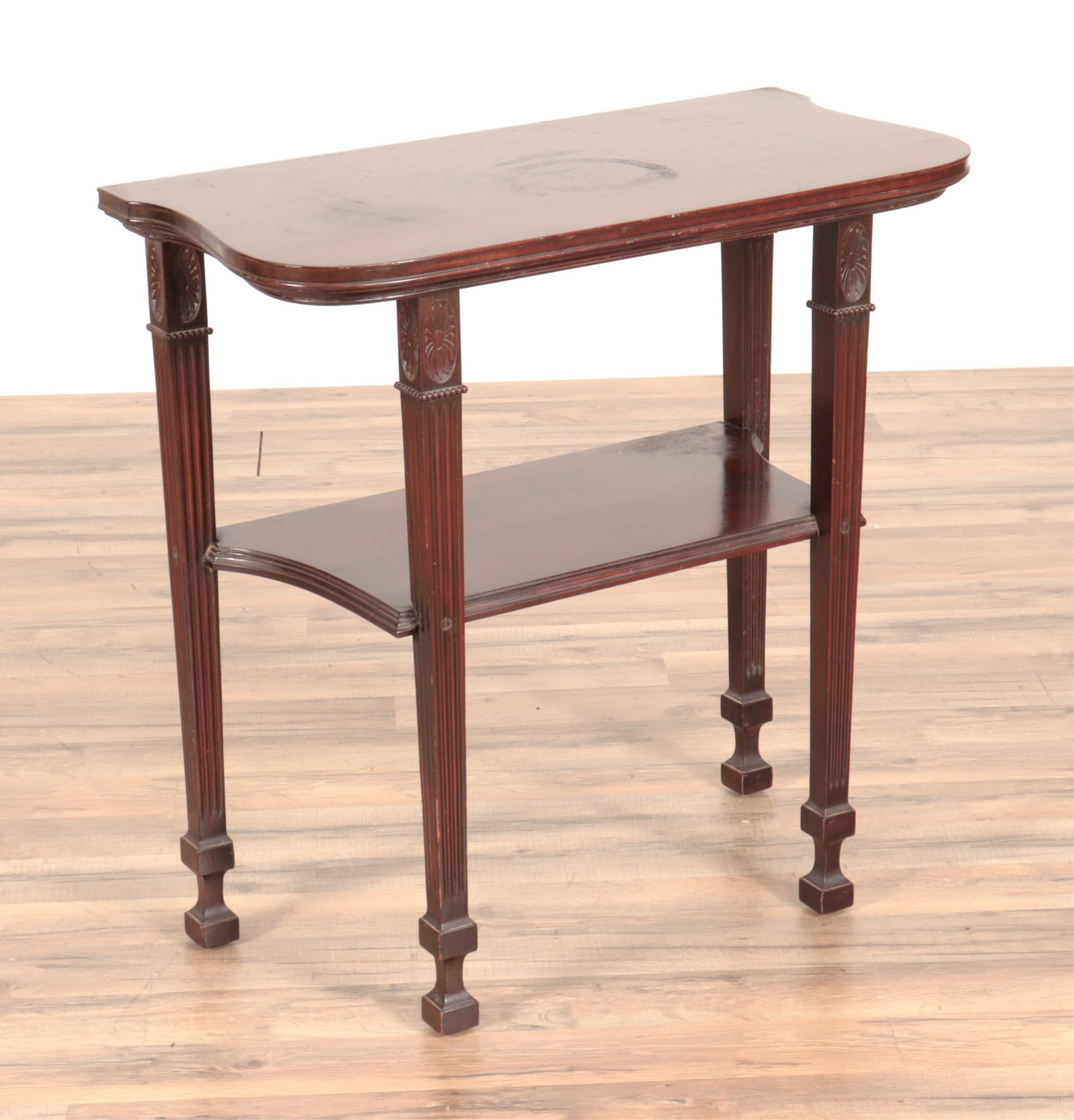 George III Style Mahogany Console: George III Style Mahogany Console 28" H x 28" W x 14" D Property from the estate of soap-opera actress Elizabeth Hubbard (1933 - 2023), known for her roles on The Doctors and As the World Turns.