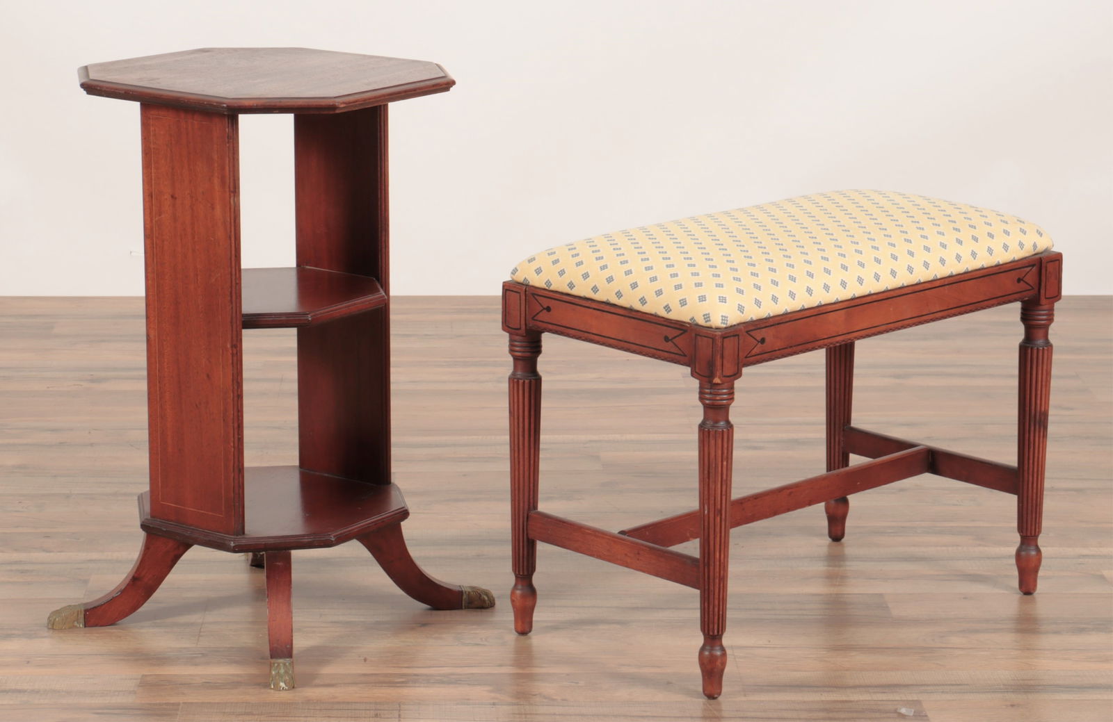 Regency Style Inlaid Bench & Table (1 of 7)