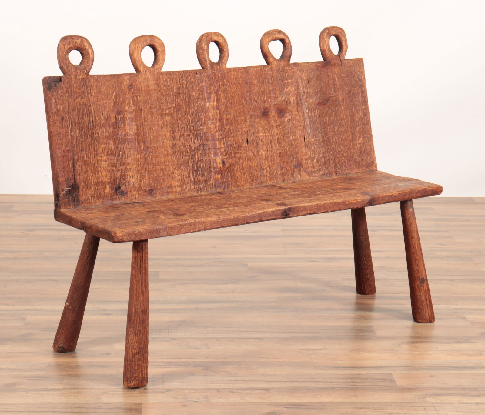 Tyrolean Stained Pine Hall Bench (1 of 5)