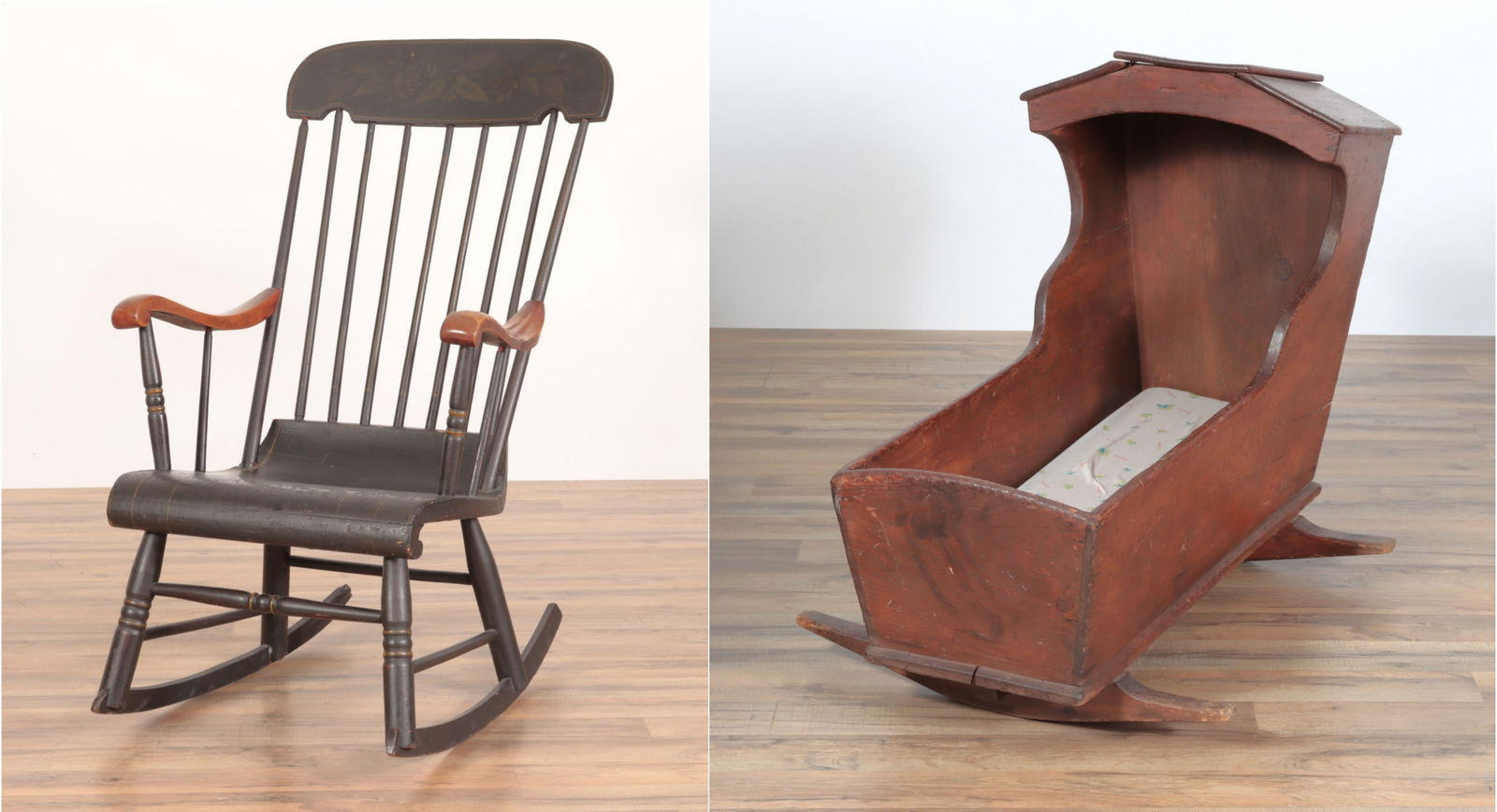 Child's Pine Rocking Cradle & Rocking Chair (1 of 12)