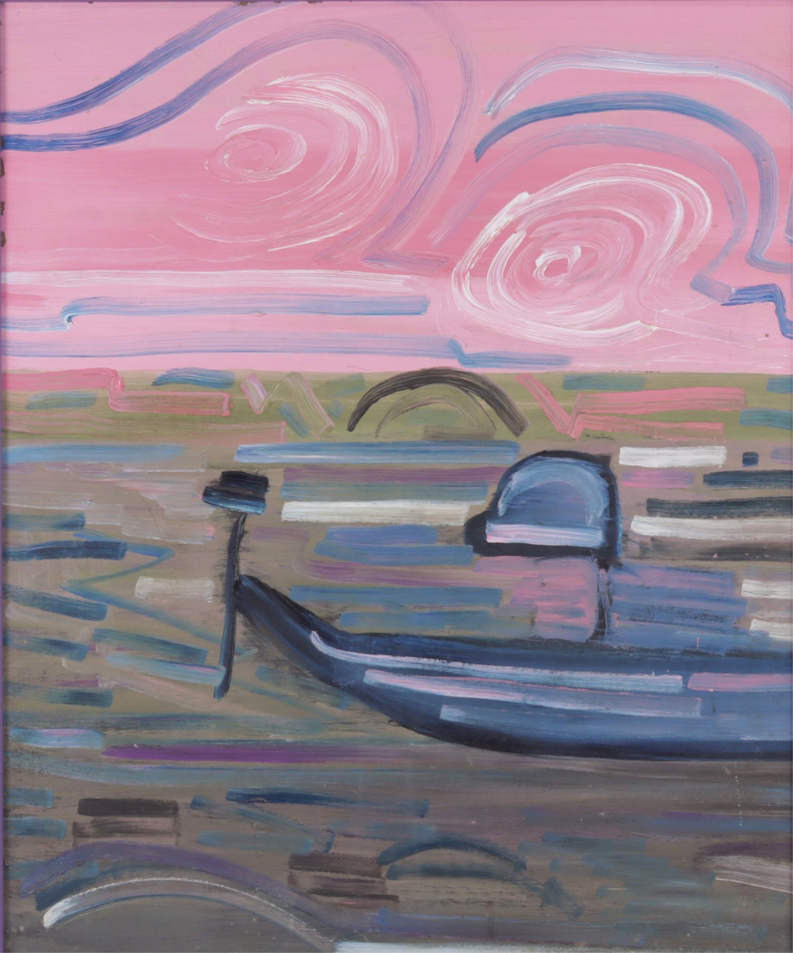 Bernard Cabaret - Bass Fishing on Lake Okeechobee: Bernard Cabaret - Bass Fishing on Lake Okeechobee, Oil on Masonite, signed verso Framed 24.25" H x 20.25" L Property from a Litchfield County collection