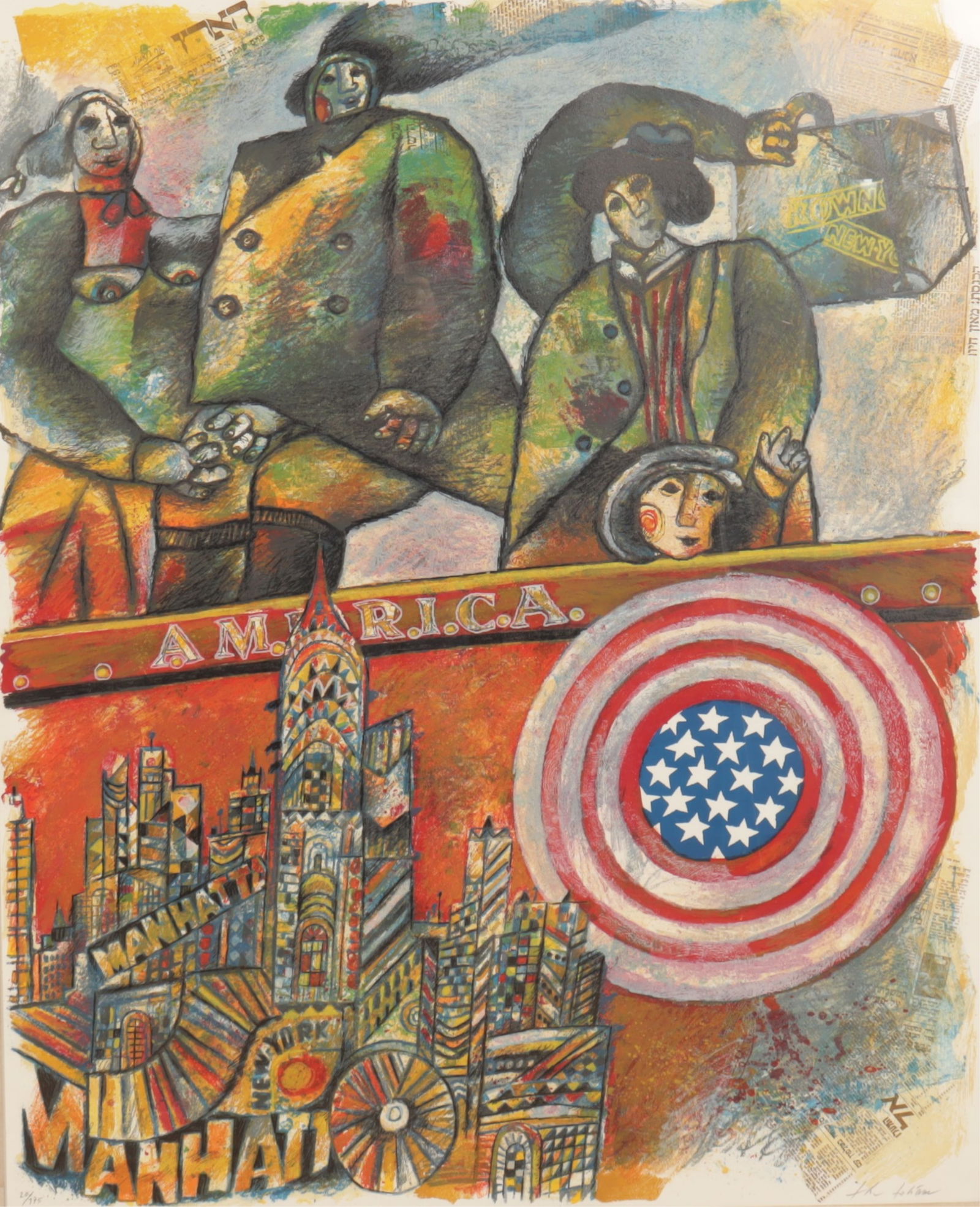 Theo Tobiasse -  America Lithograph, Collage (1 of 9)
