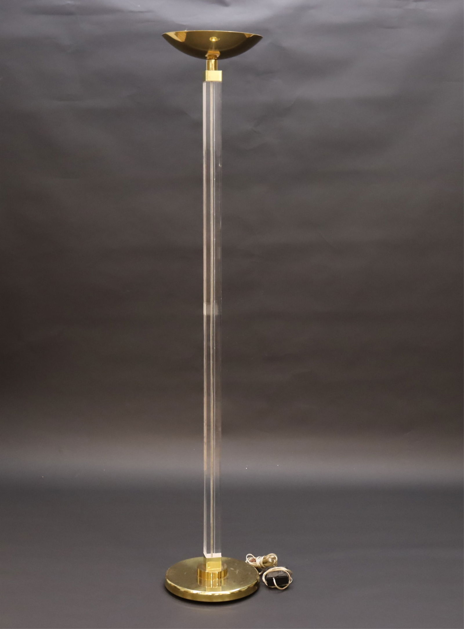 Microdata Multipto Lucite & Brass Torchere: Microdata "Multipto" Lucite & Brass Torchere, Milanno Italy, circa 198070.5" H