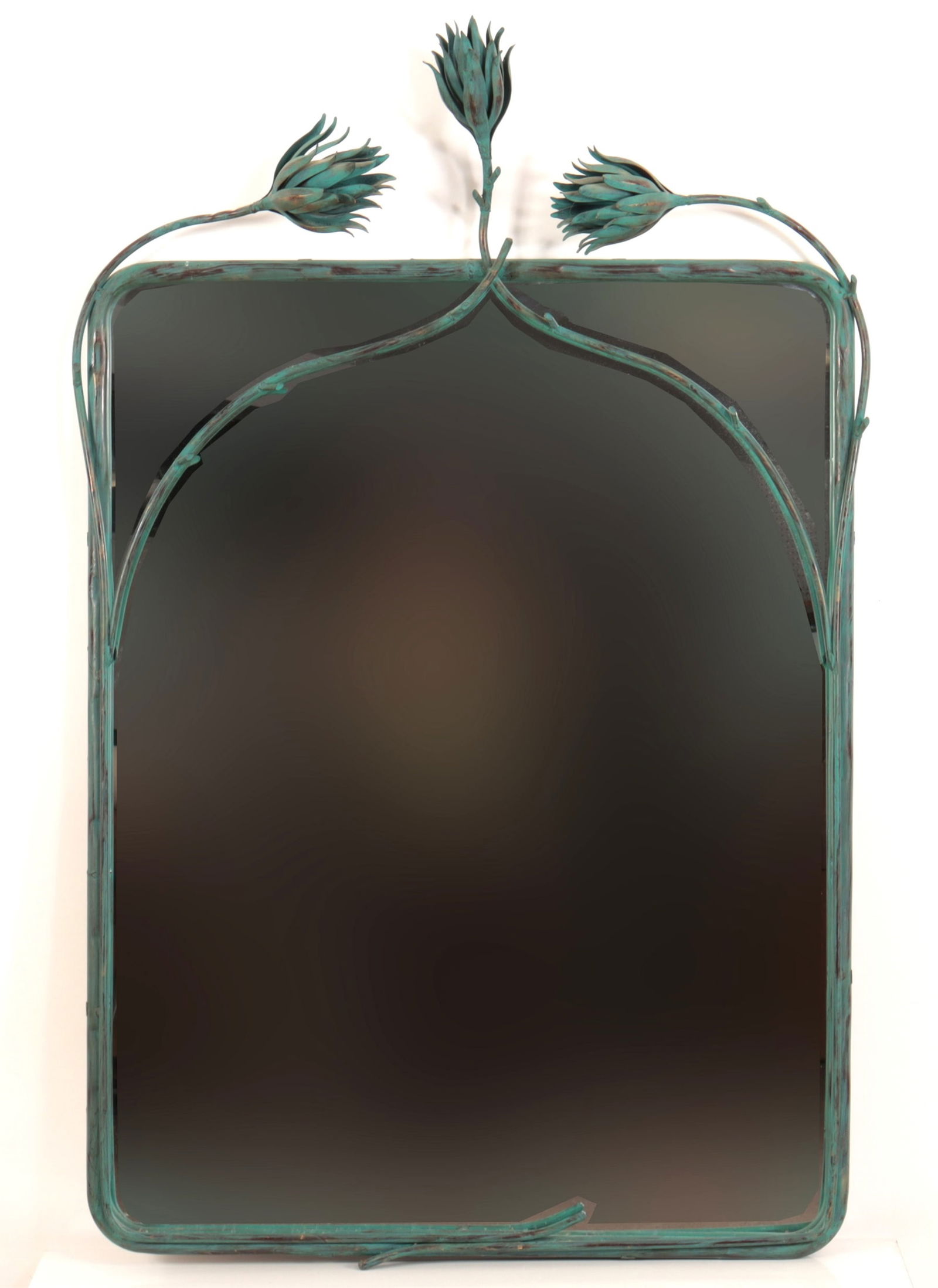 Art Nouveau Style Copper Patinated Metal Mirror (1 of 7)