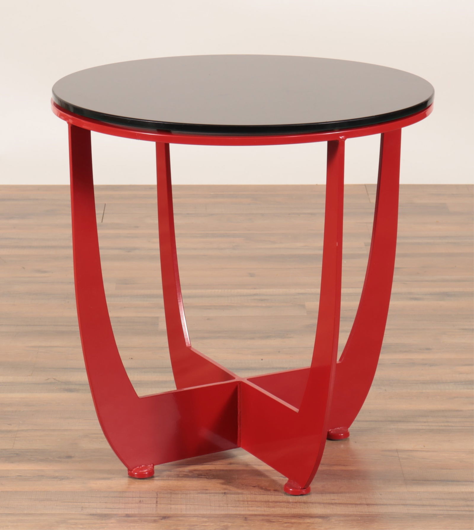 Contemporary Red Lacquered Iron Side Table (1 of 4)