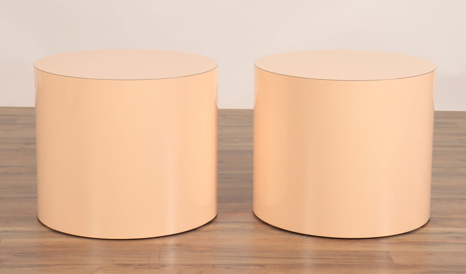 Pair of Paul Mayen Style Lacquered Drum Tables (1 of 4)