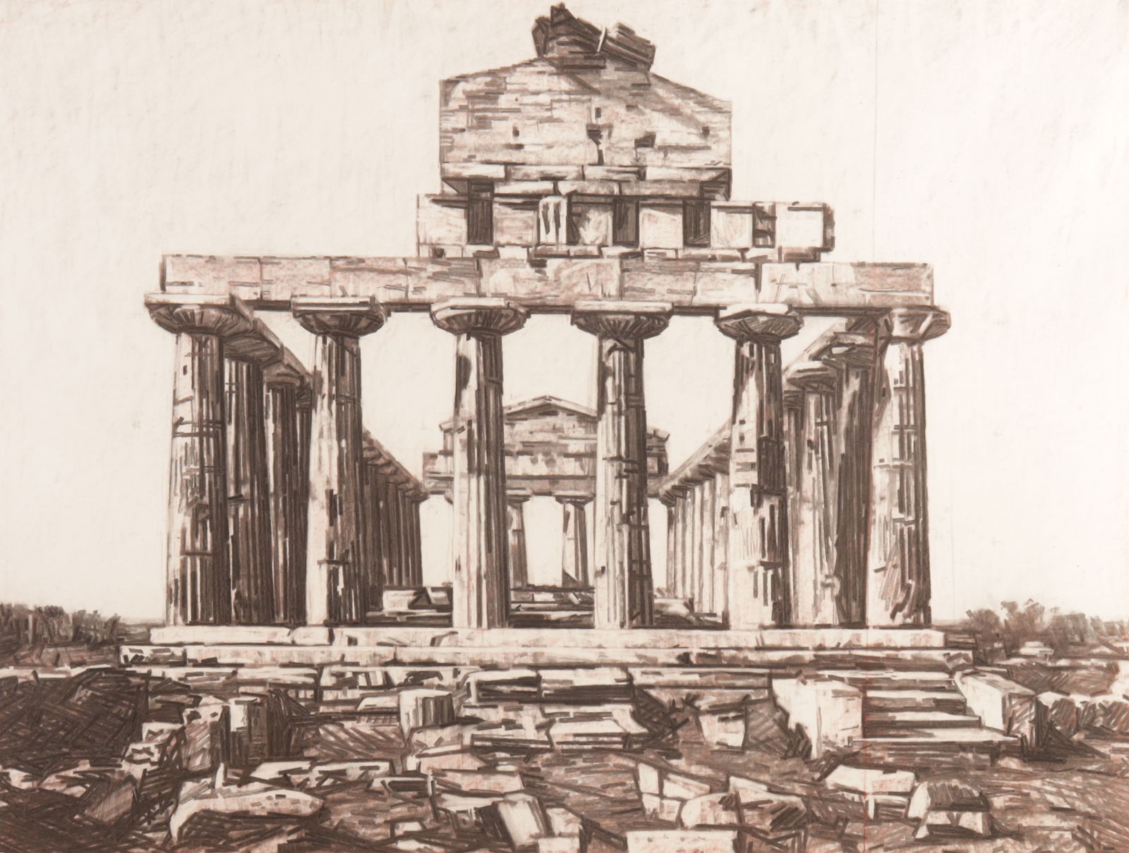 David Lowe - Temple of Neptune - Charcoal on paper (1 of 8)