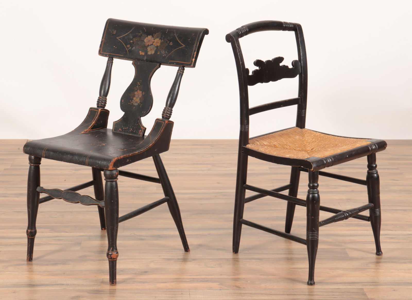 Late Federal Black Painted Side Chairs (1 of 8)