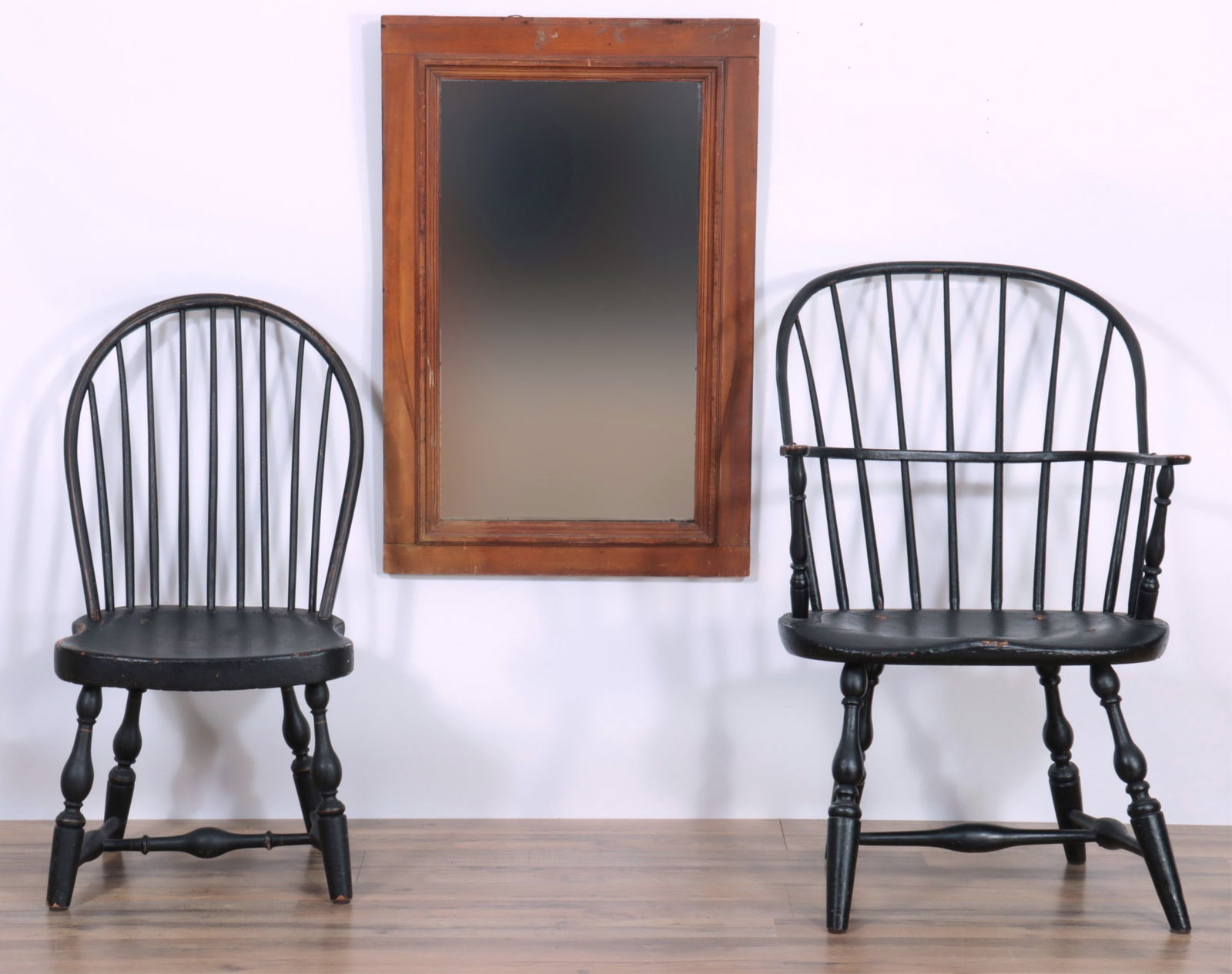 18th - 19th C. Windsor Chairs & Pine Mirror (1 of 10)