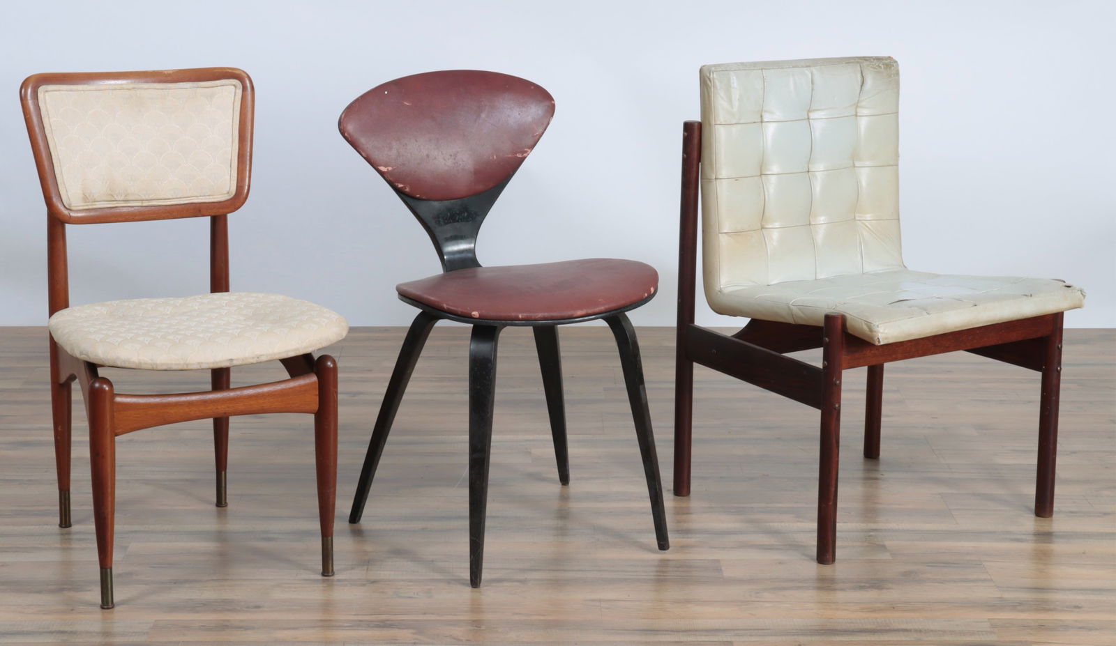Mid Century Chairs: 3 Mid Century Chairs, Cherner Plycraft, Danish rosewood 32"H x 16"W x 21"D