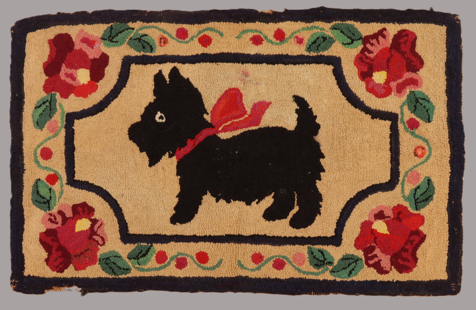 Small Hook Rug of Terrier: Small Hook Rug - Terrier 24" x 38.5" W