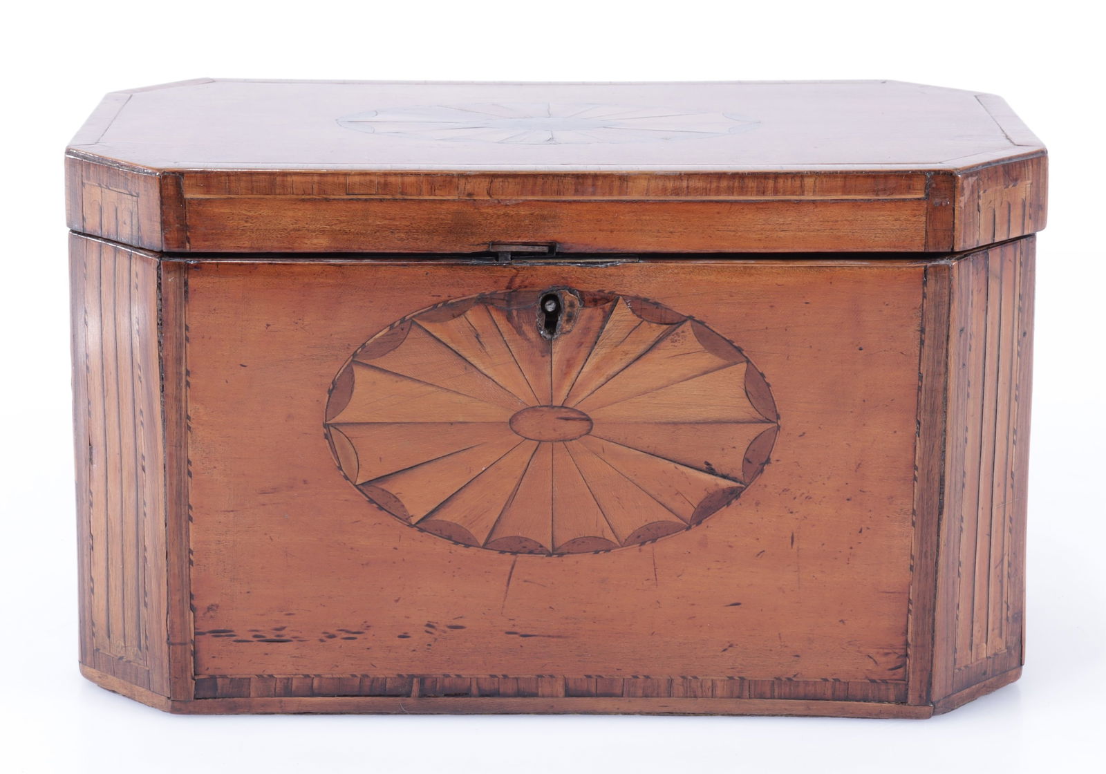 George III Inlaid Satinwood Tea Caddy, 18th C. (1 of 8)