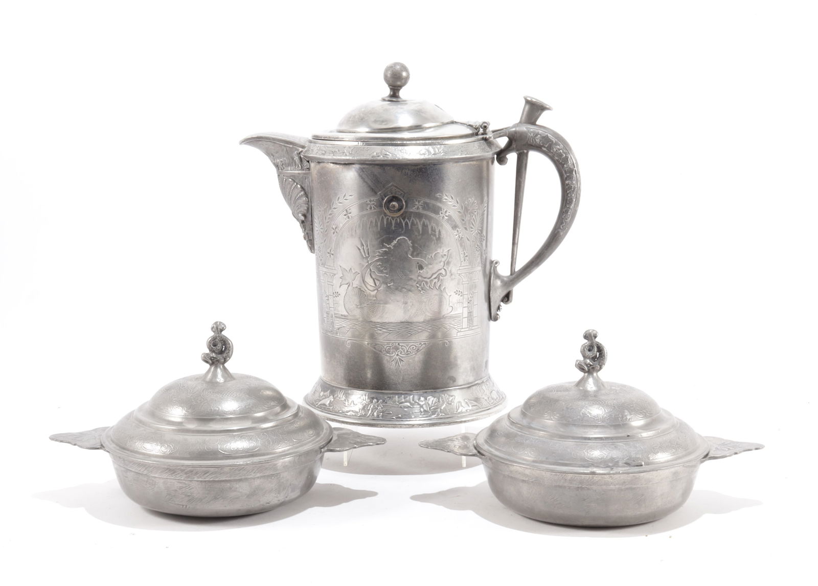 Pewter Chafing Dishes & Teapot (1 of 14)