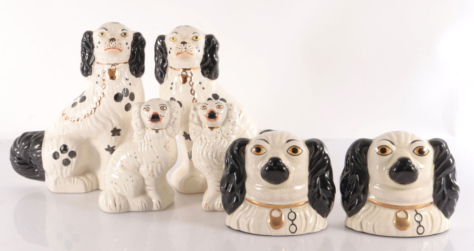 3 Pairs of Staffordshire Spaniels (1 of 6)