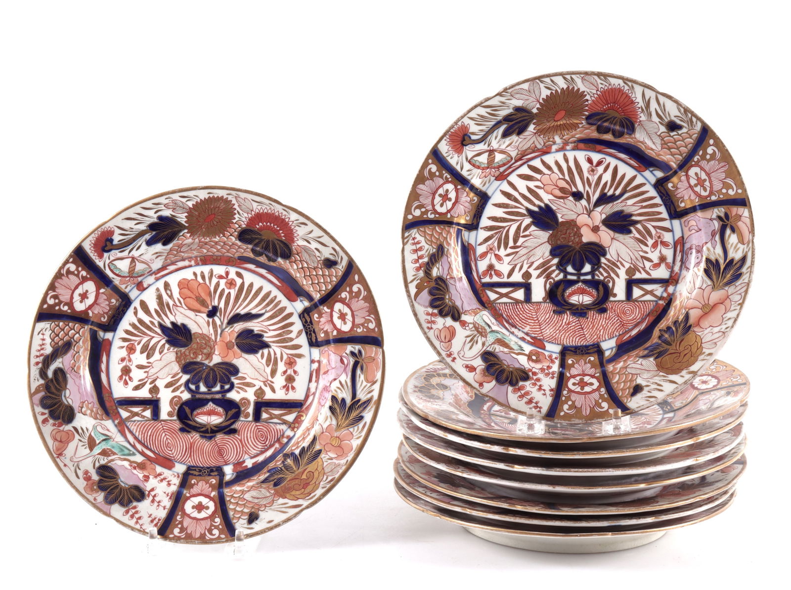 9 Imari Porcelain Plates - Attrib. Coalport (1 of 6)