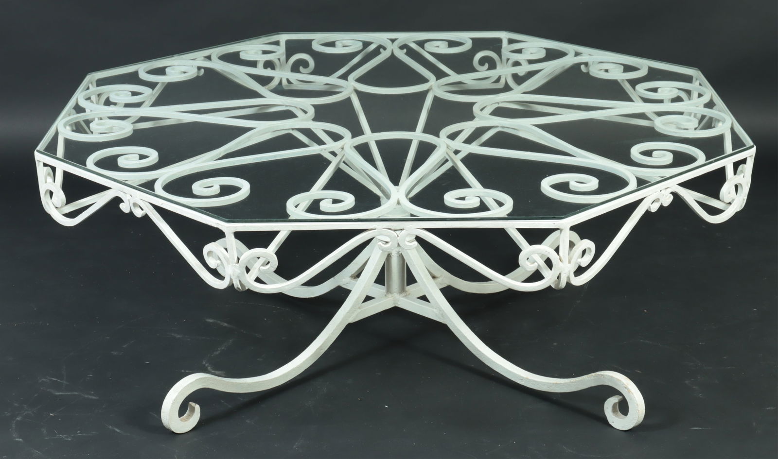 Octagonal Rotating Top Iron Garden Coffee Table (1 of 6)