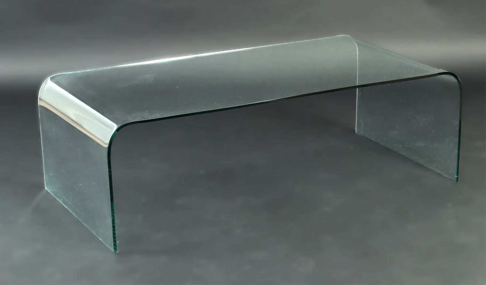 Modern Glass Waterfall Coffee Table, c 1980 (1 of 2)