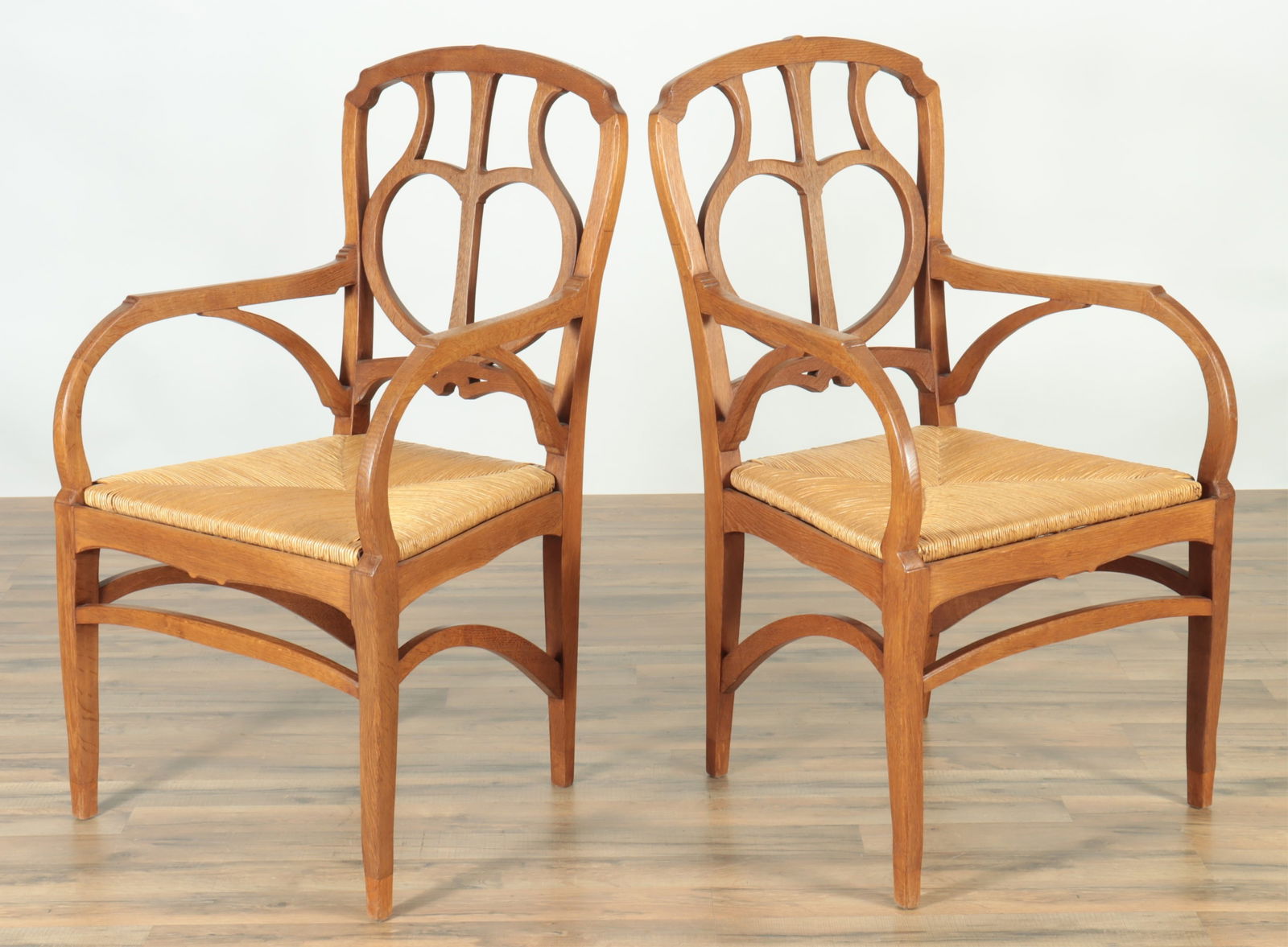 Pair of English Library Oak Armchairs (1 of 9)