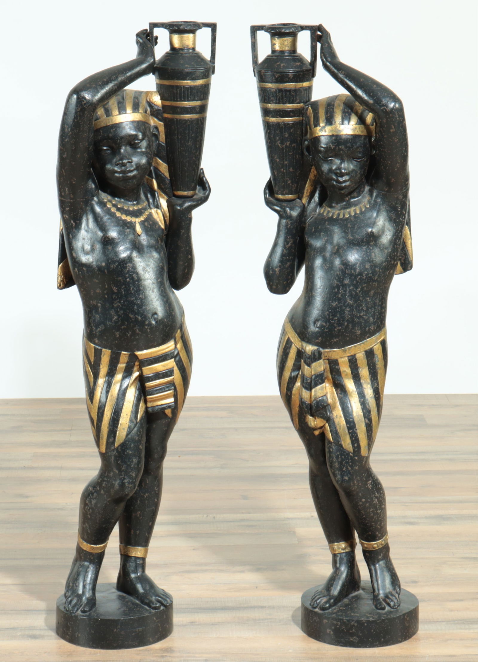 Poss. Val d'Osne - Pair of Figural Water Bearers (1 of 5)