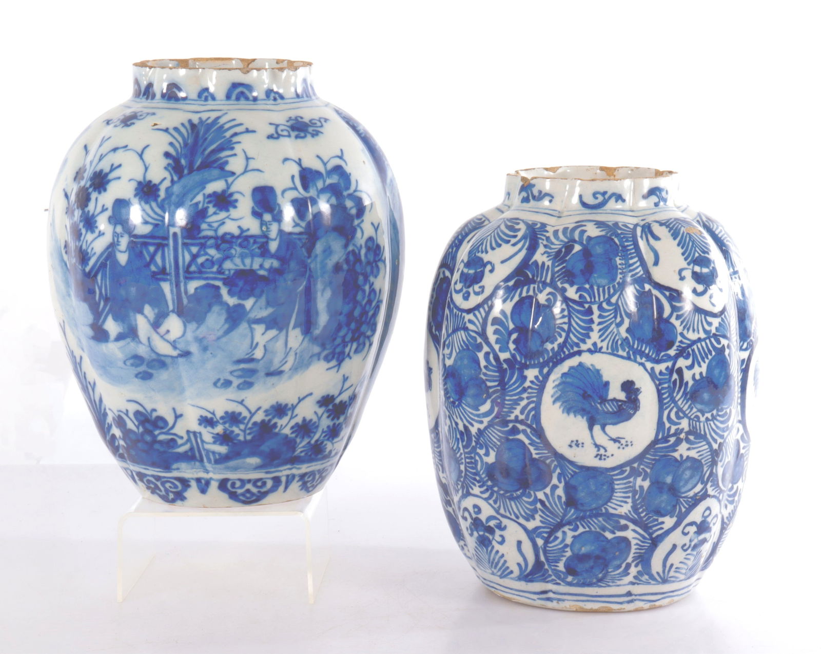 Two Dutch Delft Blue & White Vases, 18th C (1 of 9)