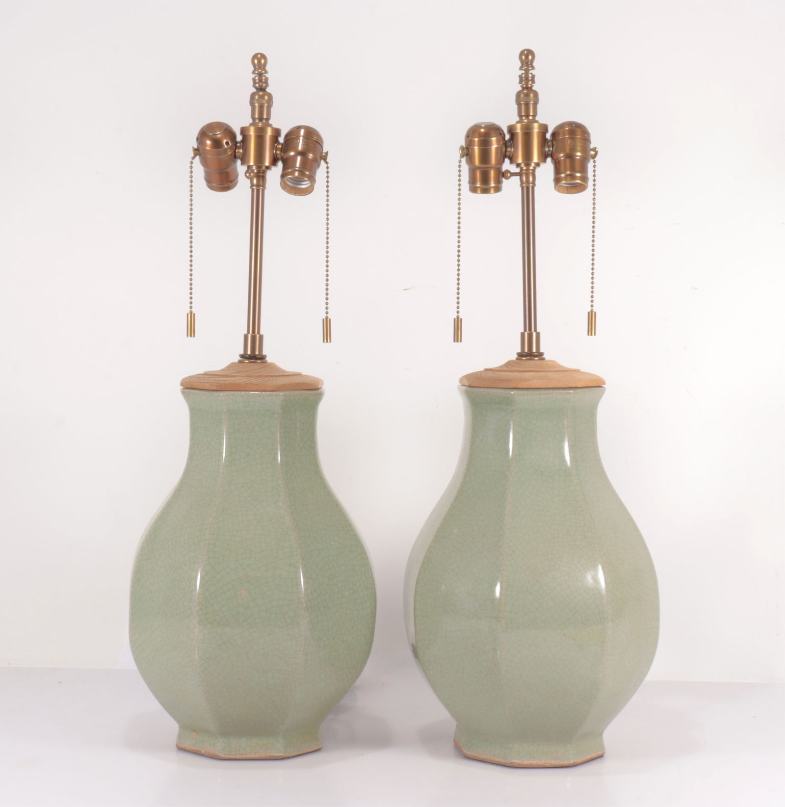Pair of Chinese Style Celadon Table Lamps (1 of 5)