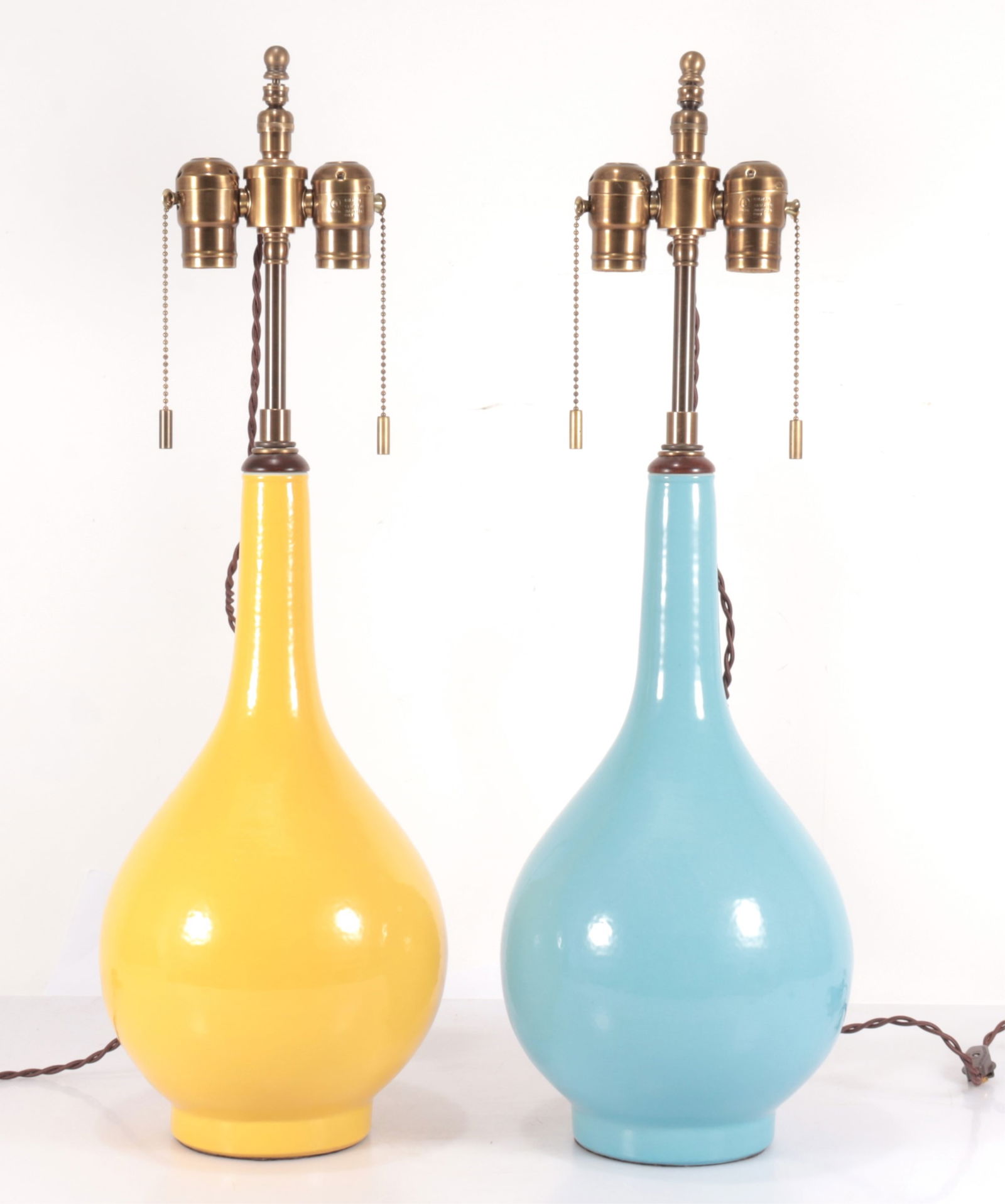 Pair of Chinese Style Colored Porcelain Lamps (1 of 5)