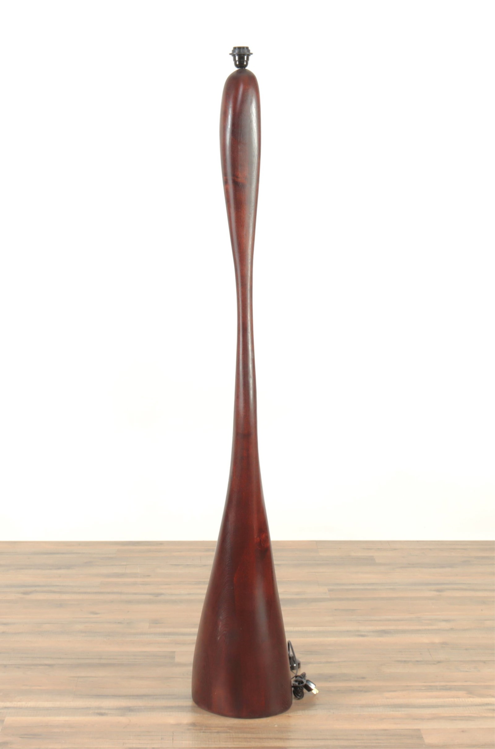 Jacques Jarrige 'Leda' Floor Lamp: Jacques Jarrige 'Leda' Floor Lamp, stained ash wood. Signed near base. 62.25" H to finial Property from a private Long Island collection.