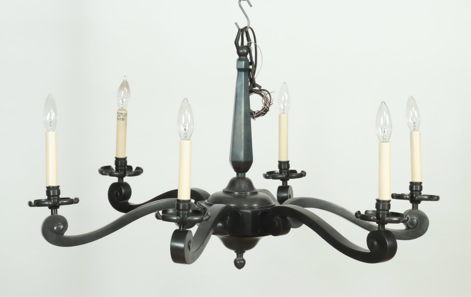Visual Comfort & Co Myrna Chandelier: Visual Comfort & Co, Signature Collection Myrna 6-Light Chandelier, gun metal finish. 20" H x 33.5" Diameter Property from a private Long Island collection.