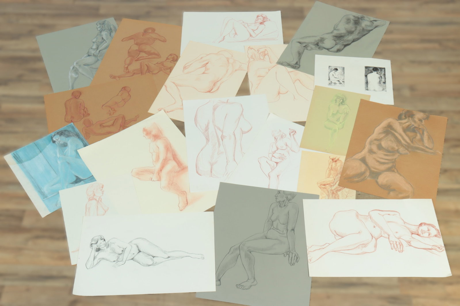 Geraldine (Gerry) Marshall - Nude Study Drawings: Geraldine (Gerry) Zampiello Marshall, American, 1936-2022, Nude Study drawings on paper. Biography: Geraldine “Gerry” Marshall, Connecticut native, Harvard graduate and member of MENSA was bot