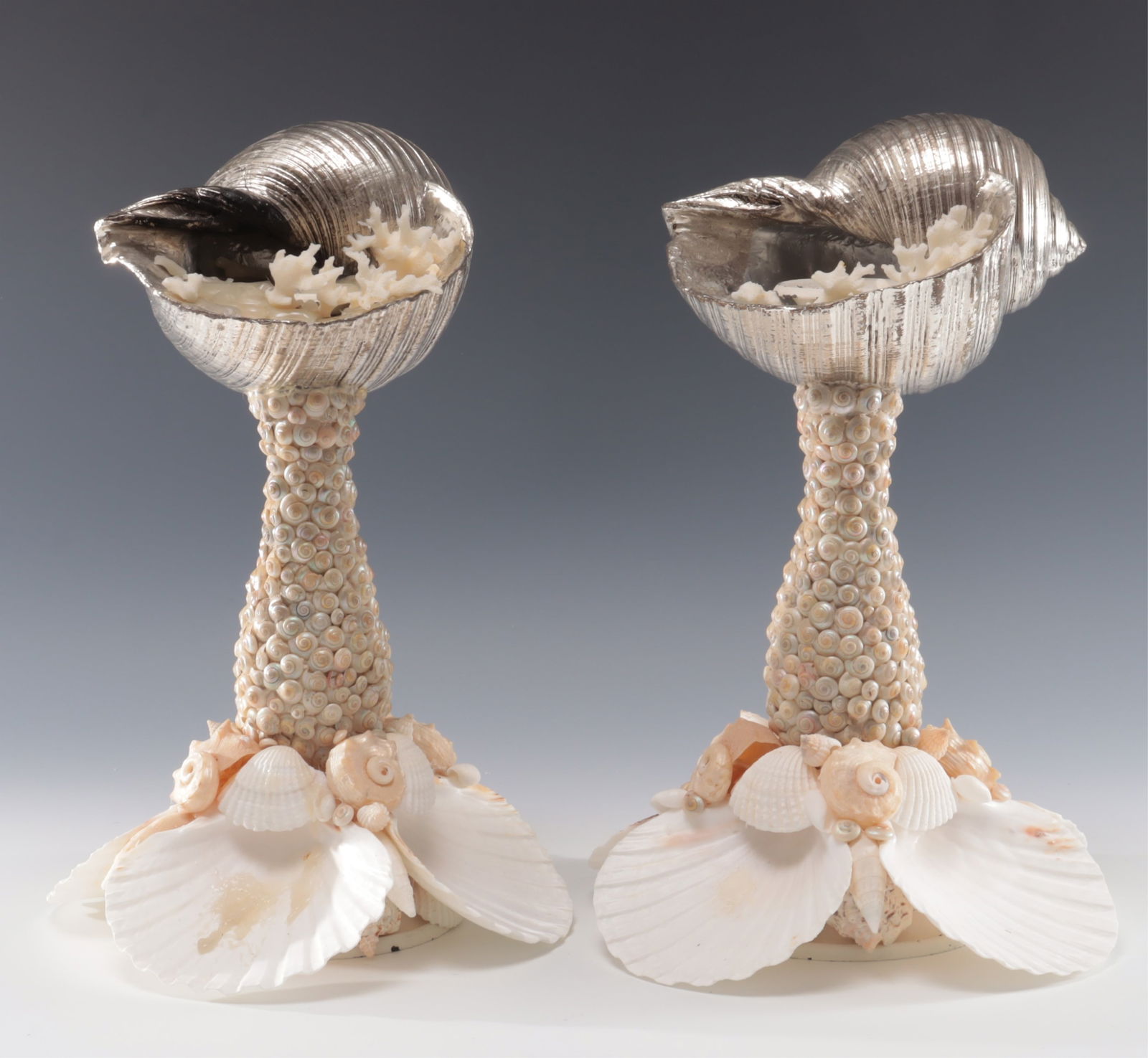 Buccellati Style Shell & Coral Candlesticks (1 of 4)