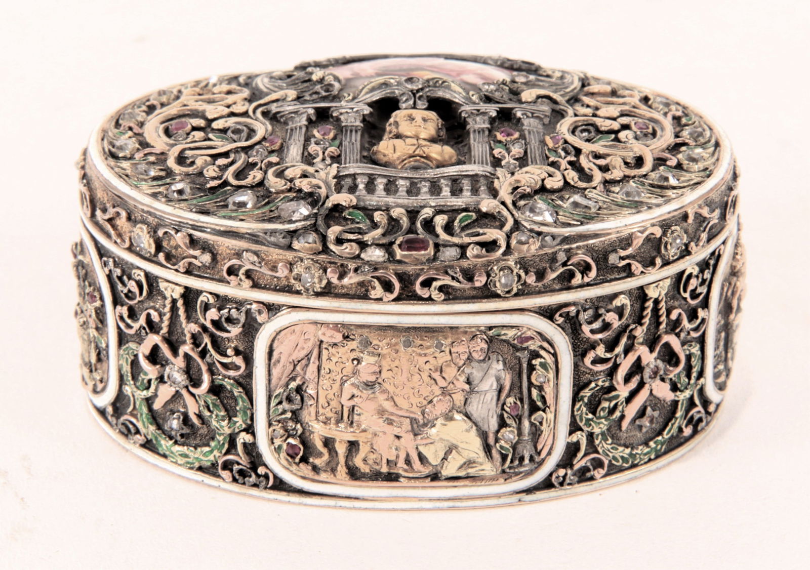 Italian Enameled and Jeweled 18K Gold Snuff Box (1 of 6)