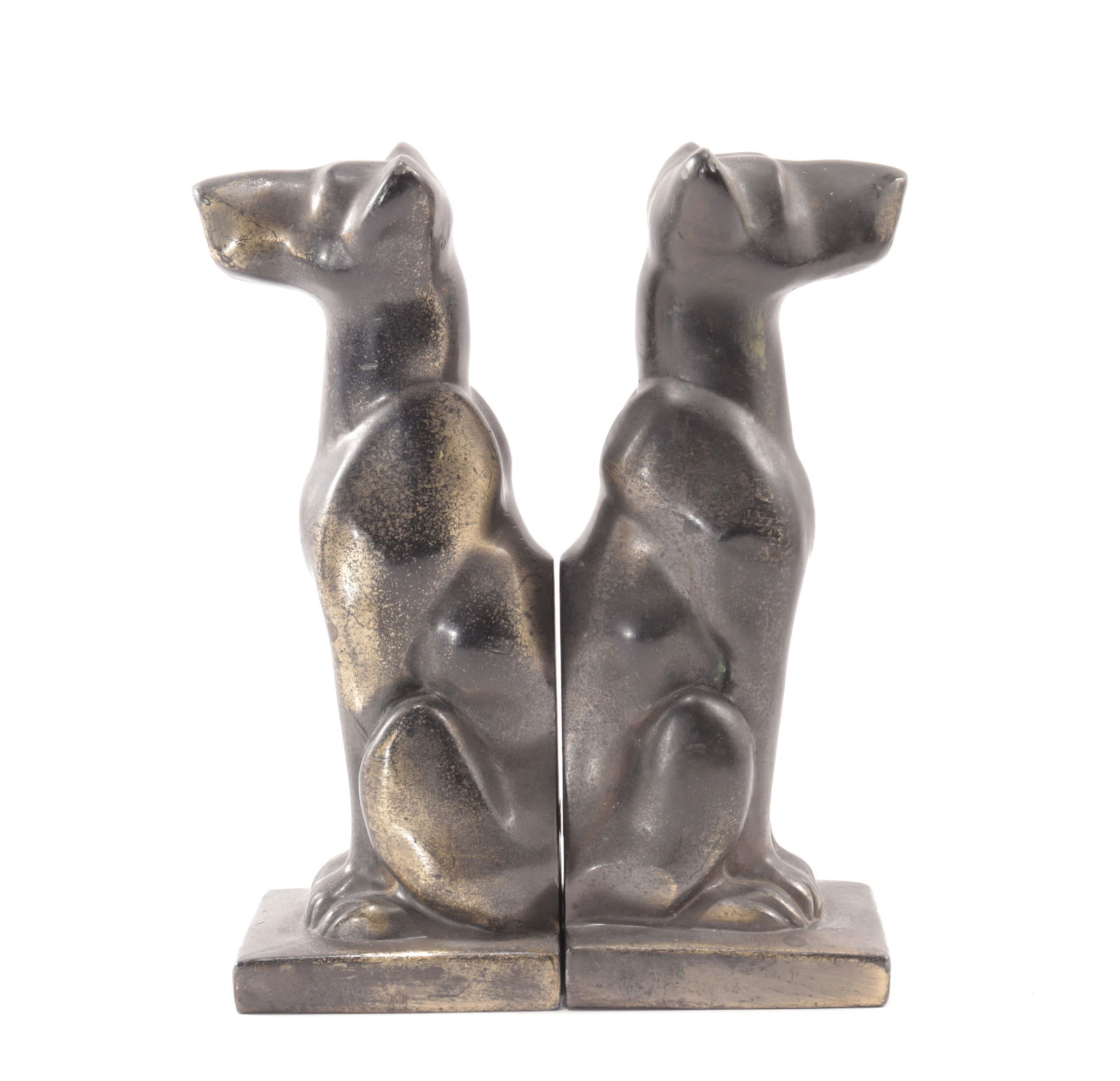 JF Co. Patinated Metal Dog Bookends: Pair JF Co. Patinated Metal Dog Bookends7.75" HProperty from an Upper East Side Manhattan Collection
