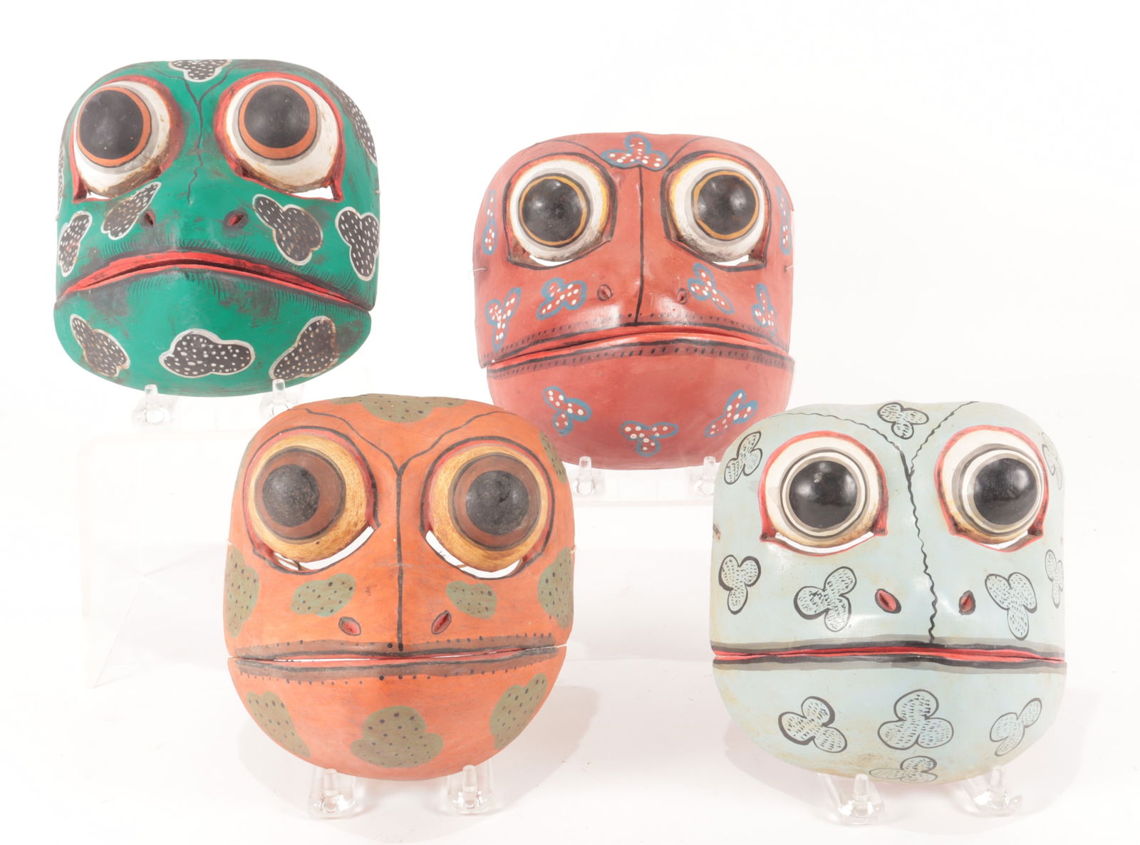 4 Balinese Hand Painted Wood Frog Masks (1 of 5)