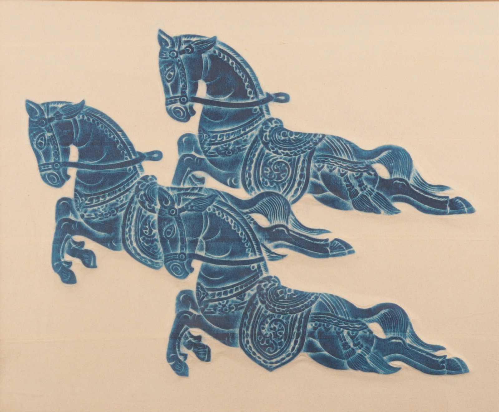 Thai Temple Rubbing of Three Horses (1 of 4)