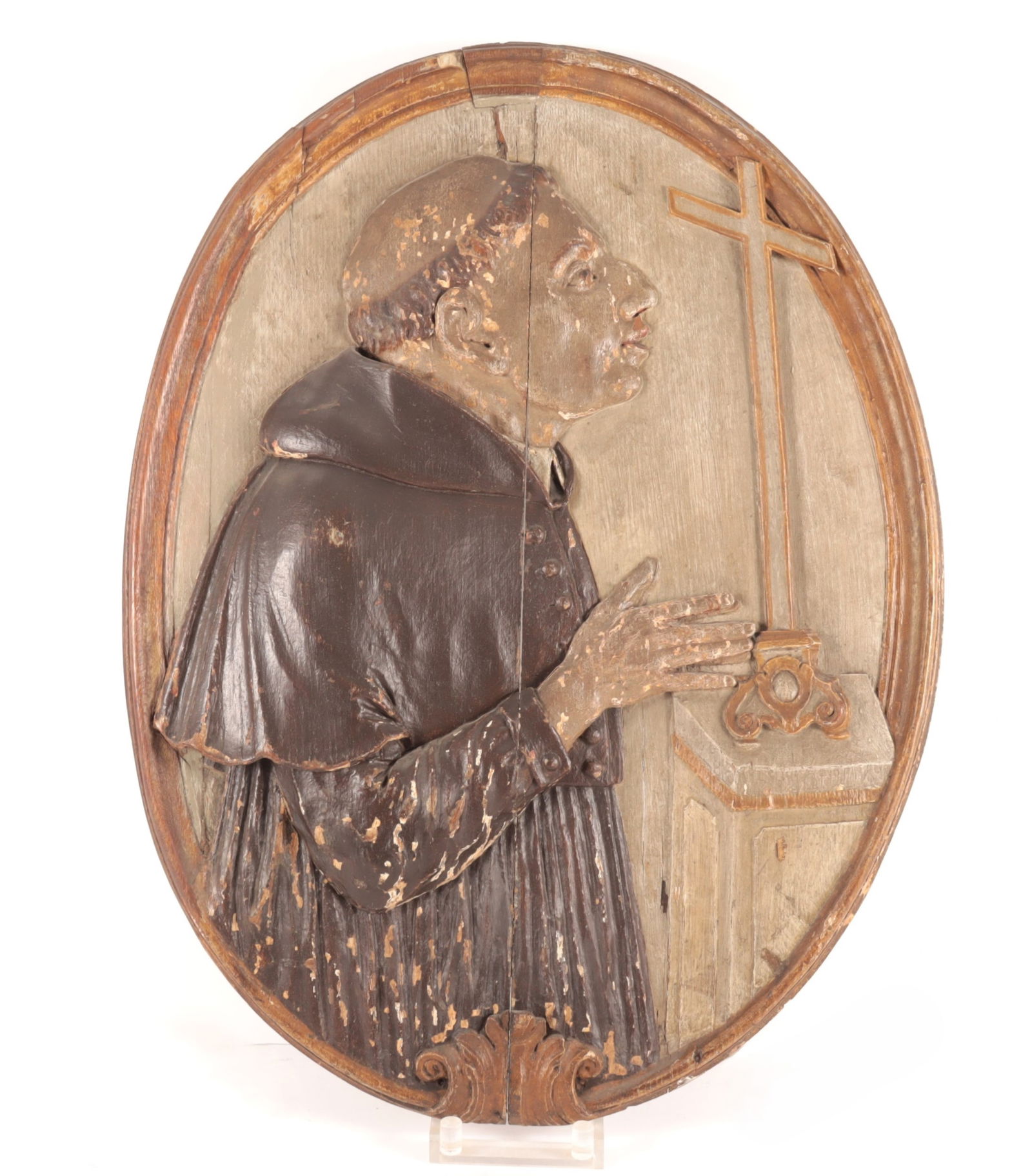 Continental Saint Francis Polychrome Oak Relief (1 of 6)